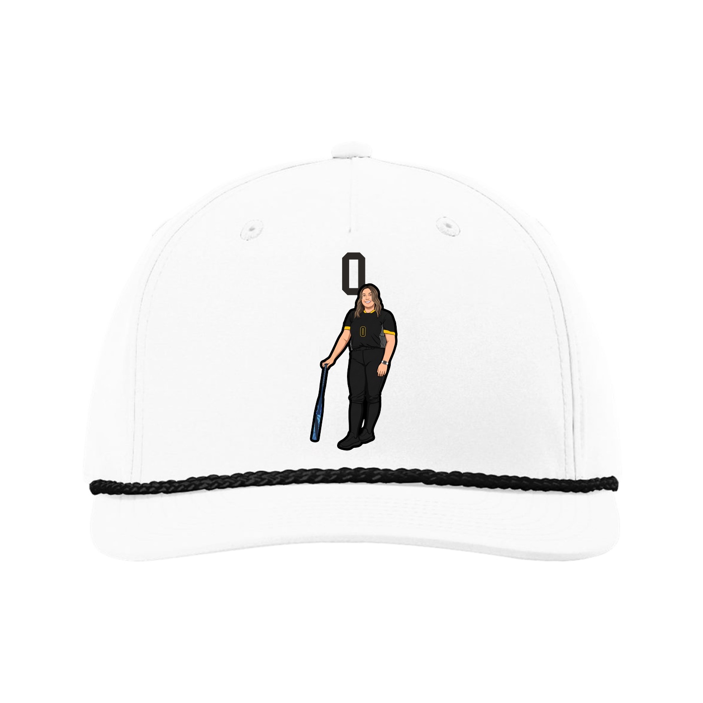 Five-Panel Classic Rope Cap — Number Top in White
