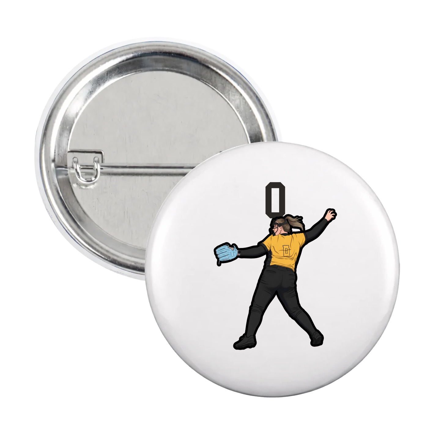 Game Day Button — Number Top in White