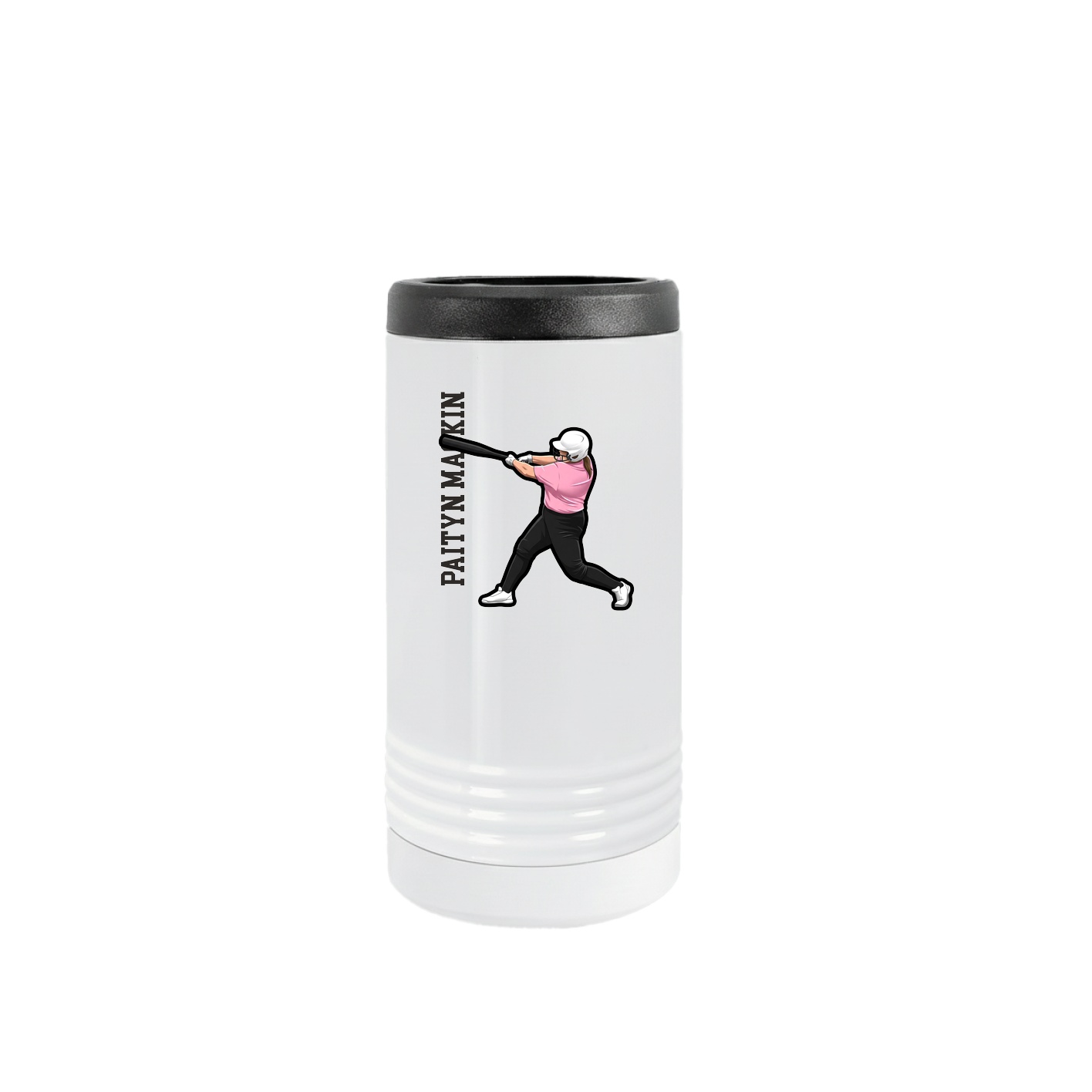 Slim Beverage Holder — Name Vertical in White