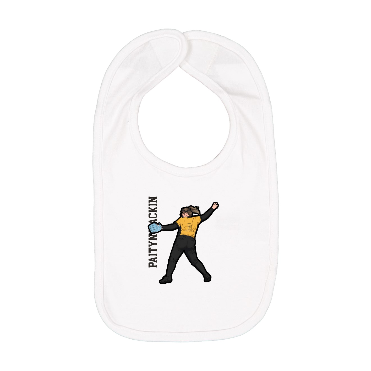 Infant Bib — Name Vertical in White