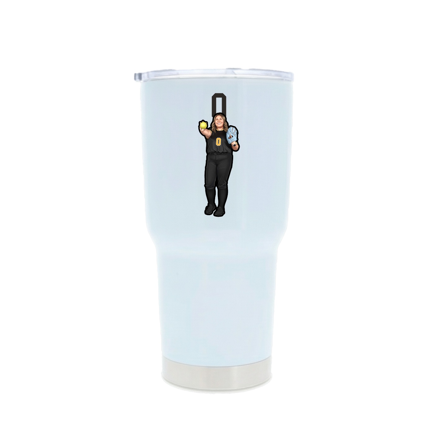 30oz Stainless Steel Tumbler — Number Top in White