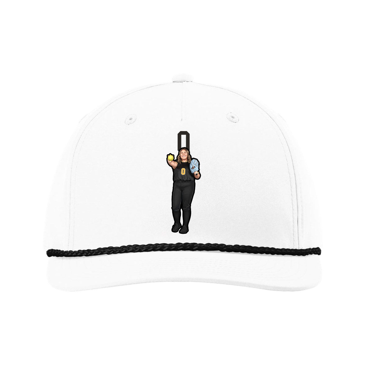 Five-Panel Classic Rope Cap — Number Top in White