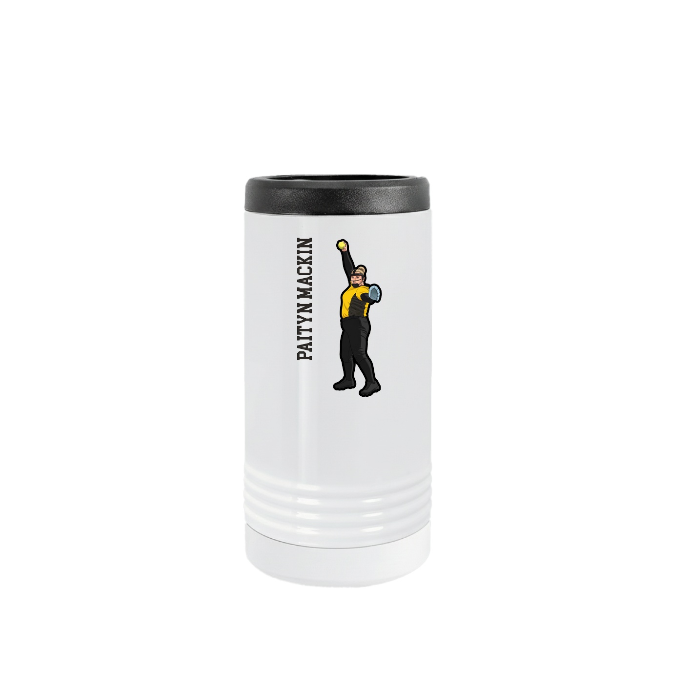 Slim Beverage Holder — Name Vertical in White