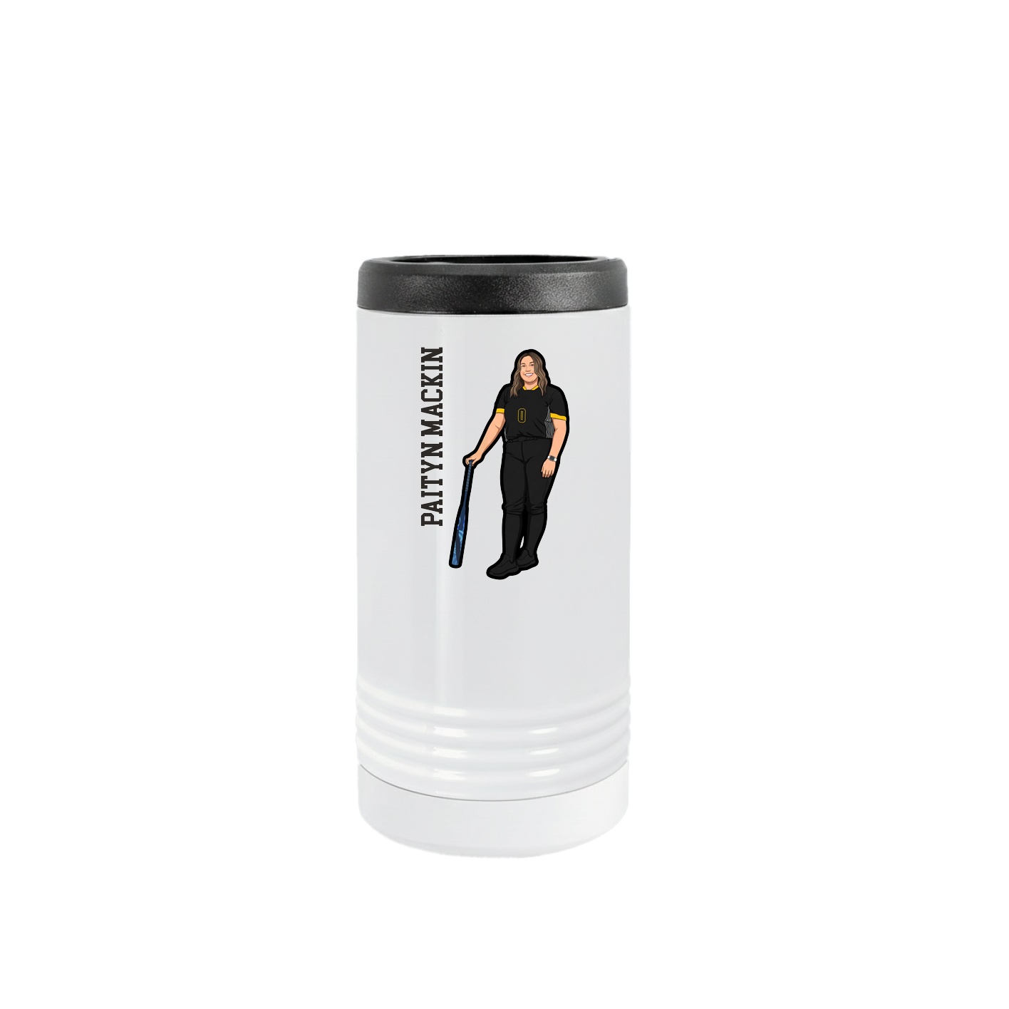 Slim Beverage Holder — Name Vertical in White