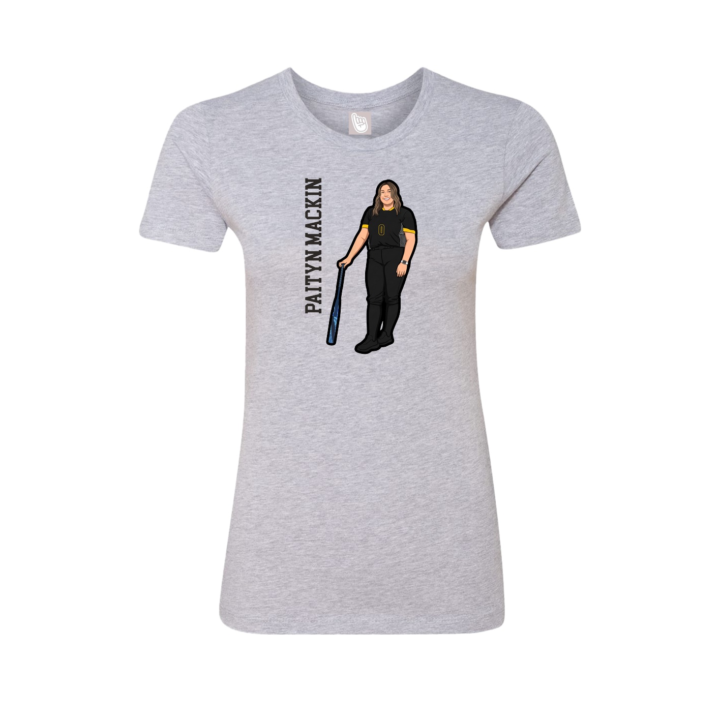 Womens Tee — Name Vertical in Grey