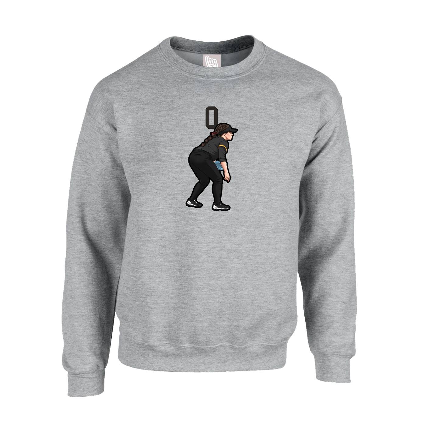 Fleece Crew — Number Top in Grey