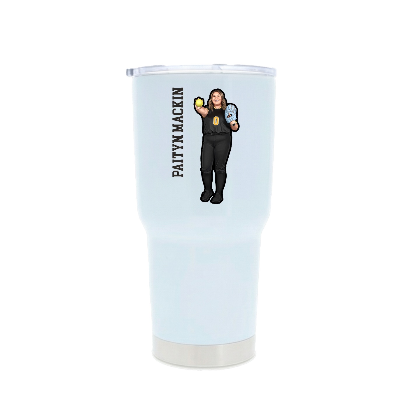 30oz Stainless Steel Tumbler — Name Vertical in White