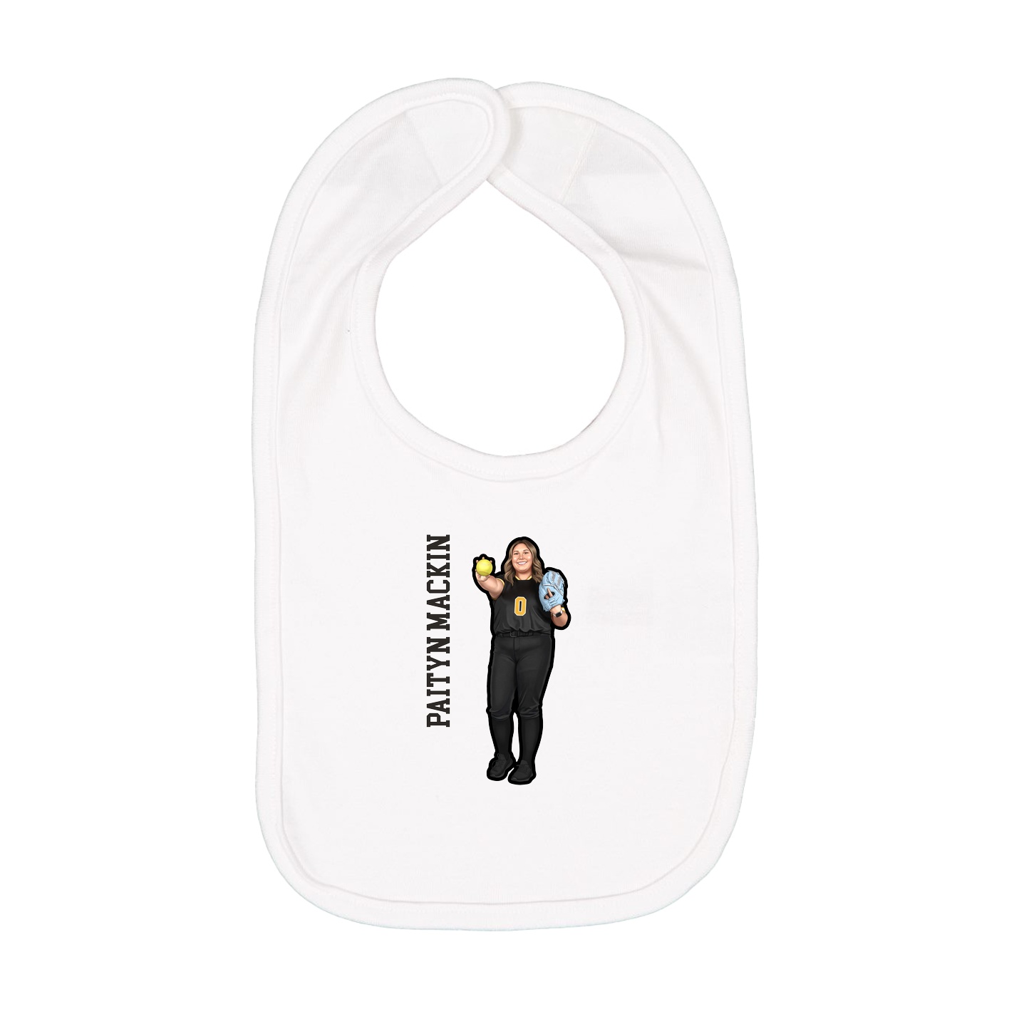 Infant Bib — Name Vertical in White