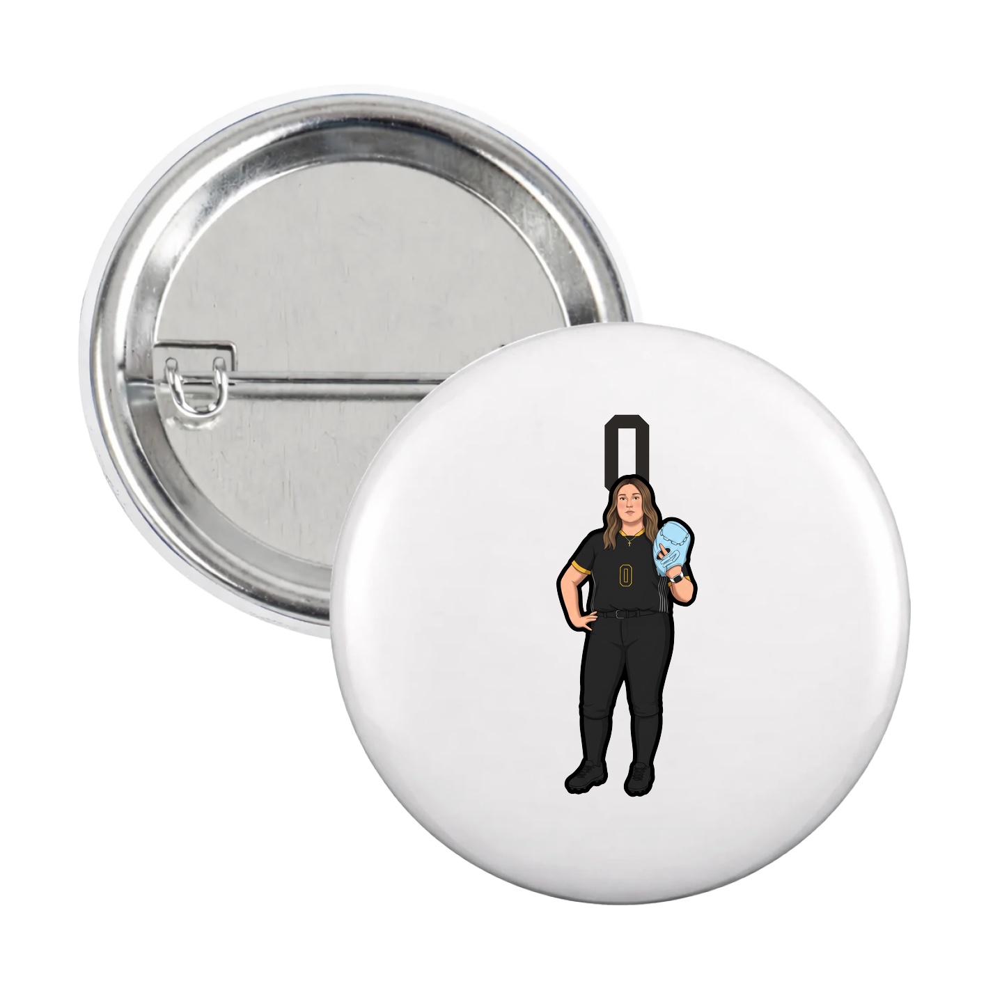 Game Day Button — Number Top in White
