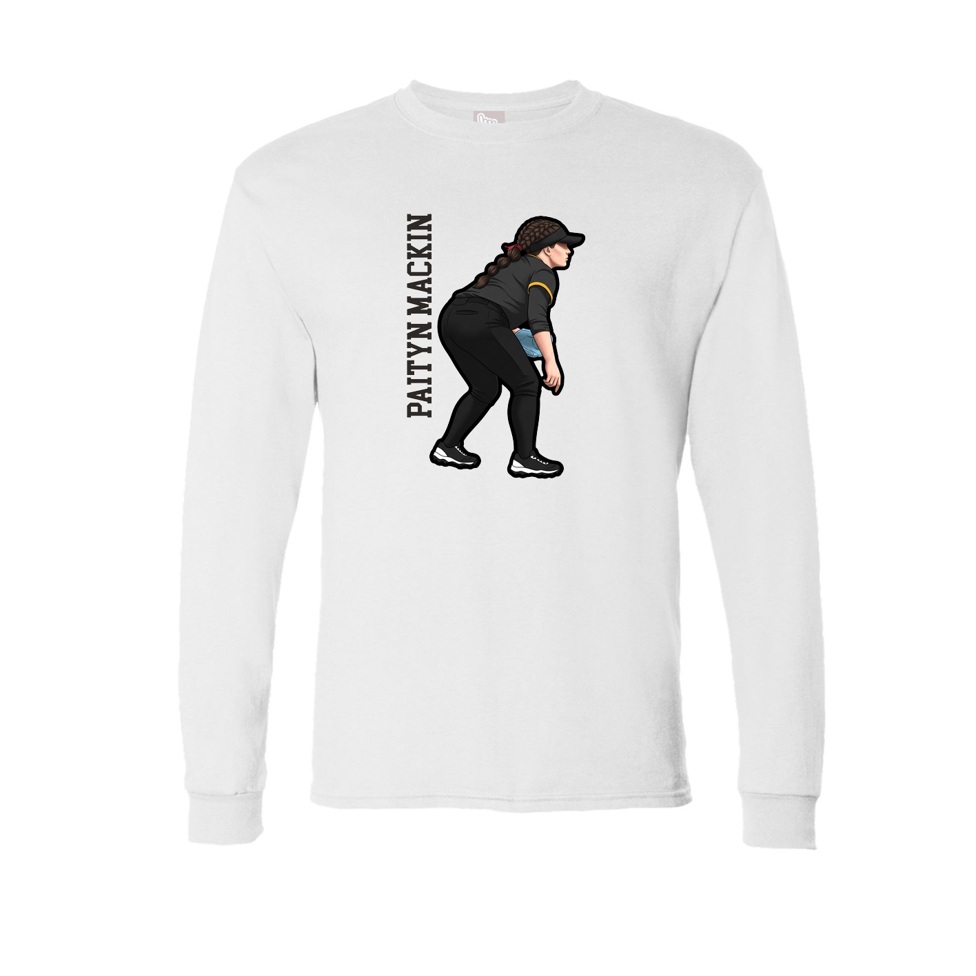 Long Sleeve Tee — Name Vertical in White