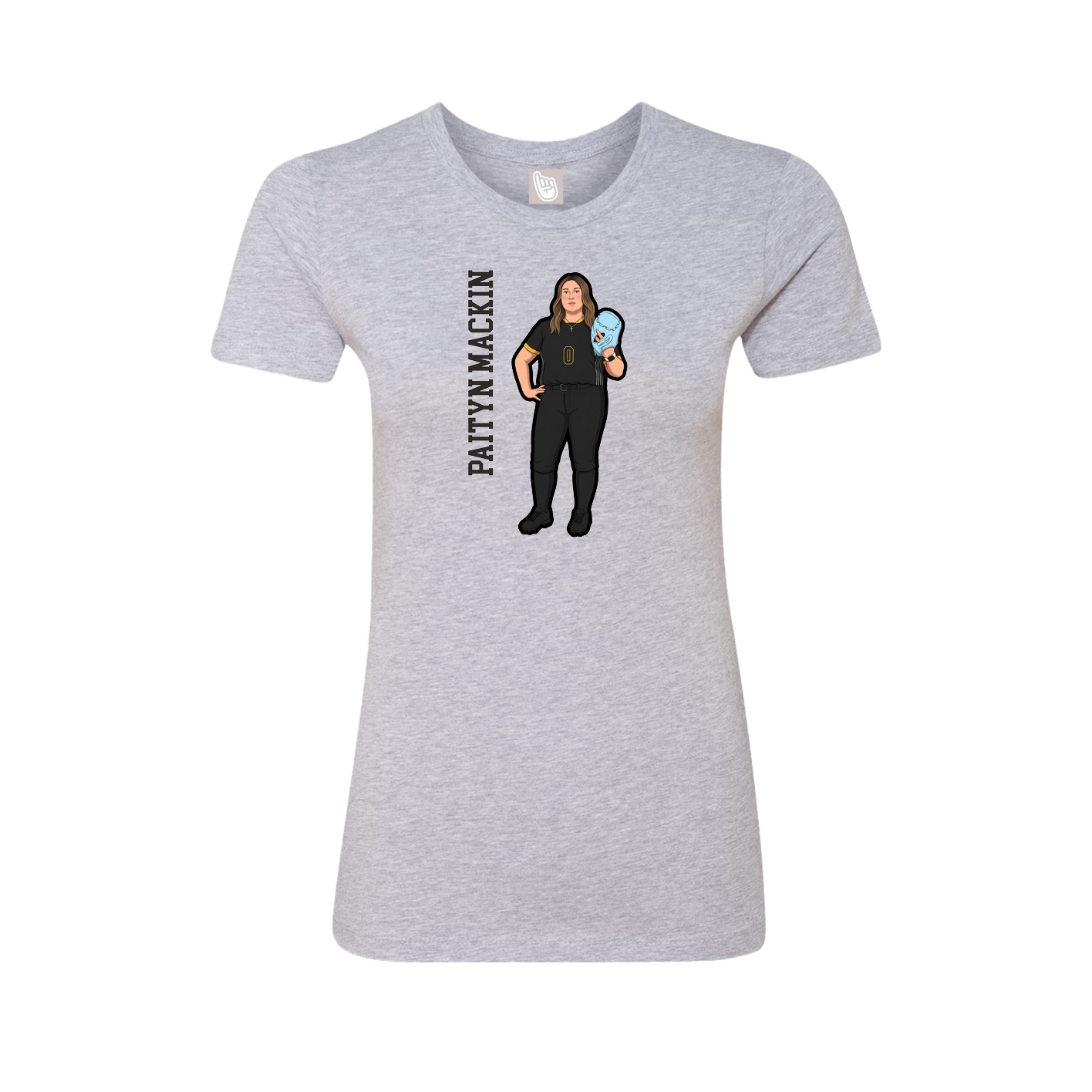 Womens Tee — Name Vertical in Grey