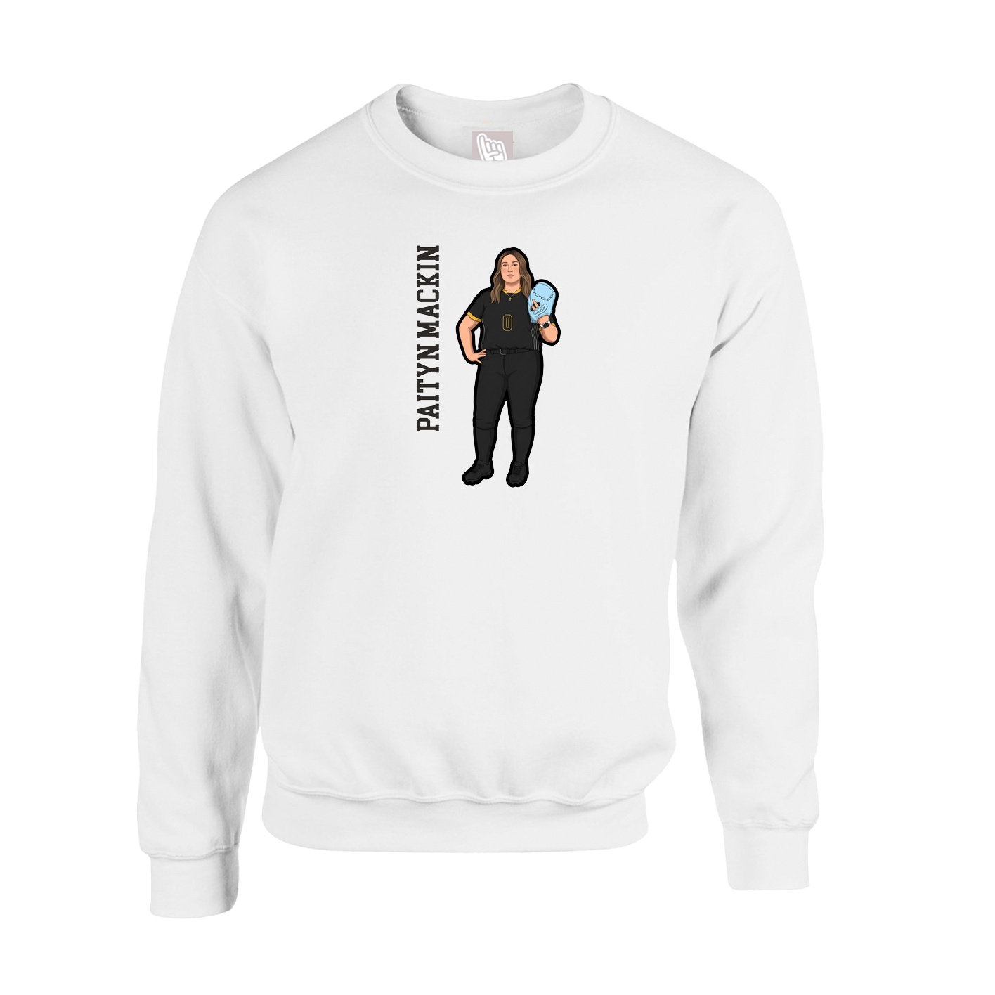 Fleece Crew — Name Vertical in White