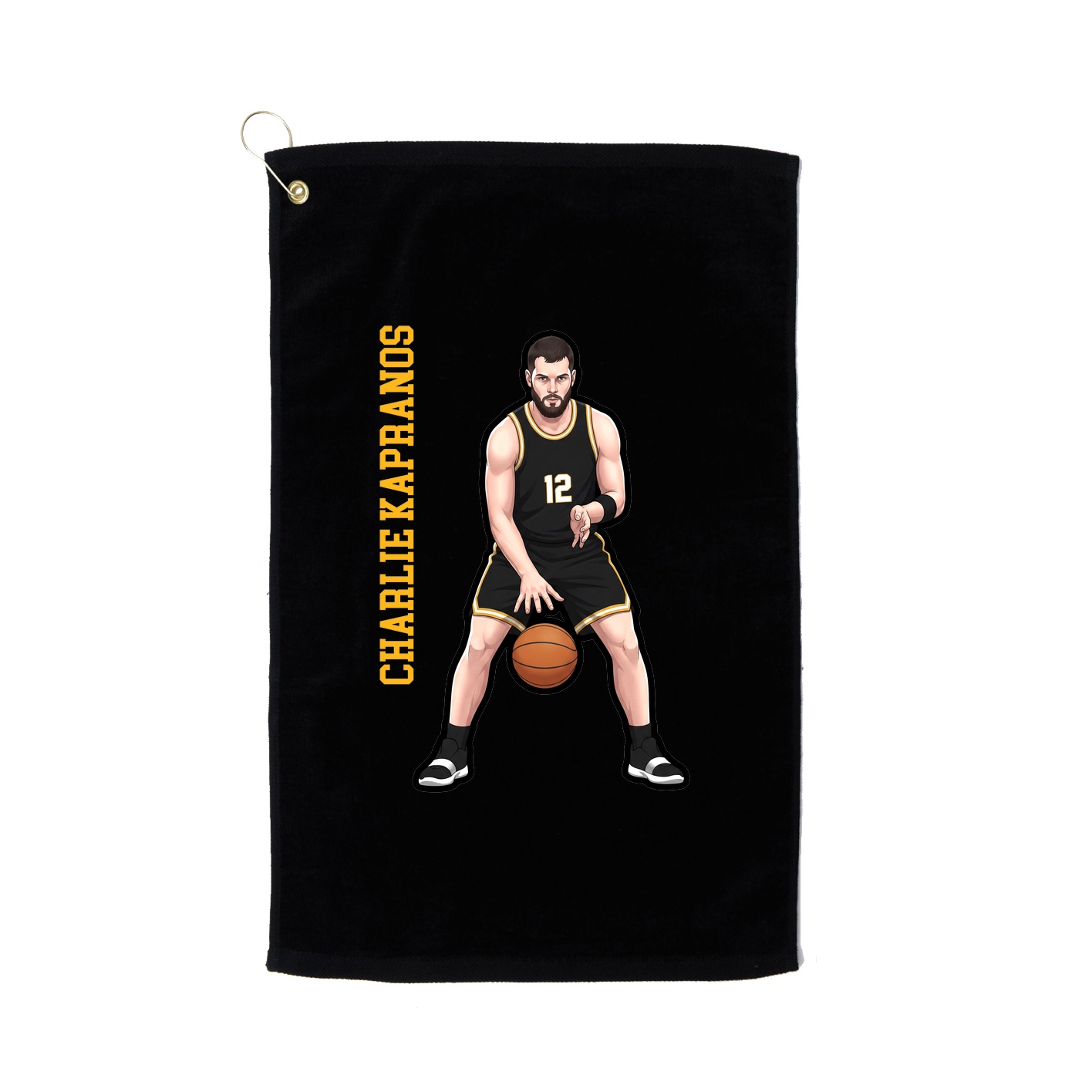 Golf Towel — Name Vertical in Black