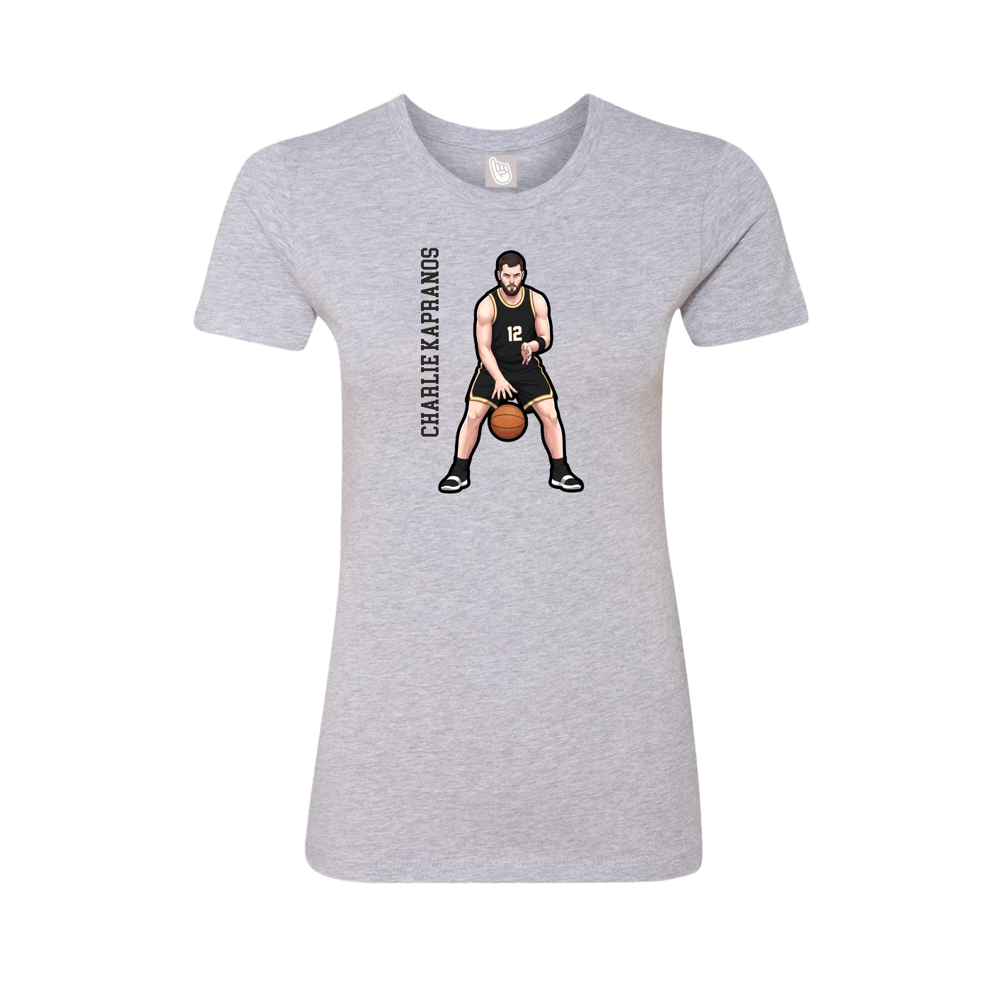 Fitted Women's Tee — Name Vertical in Grey