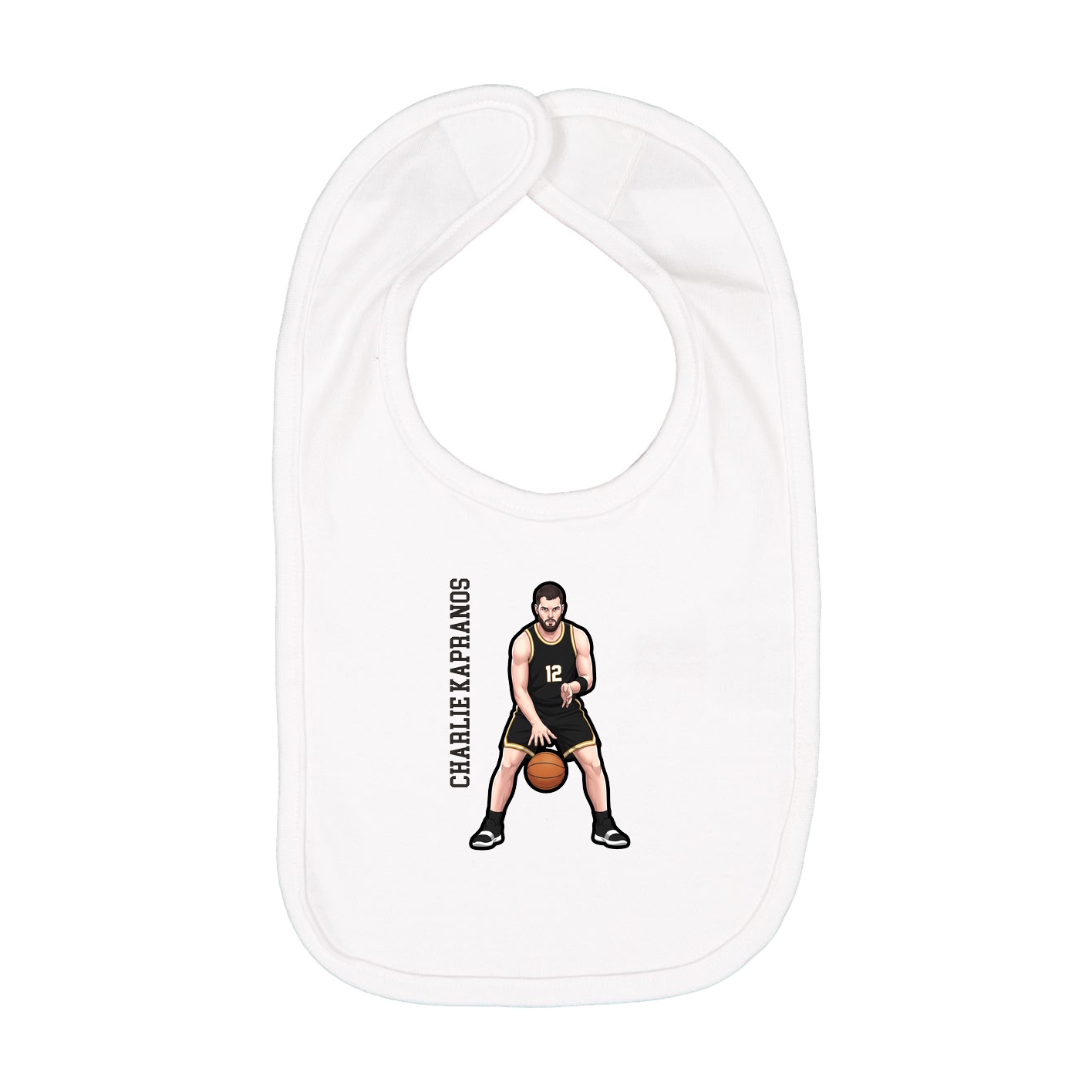 Infant Bib — Name Vertical in White