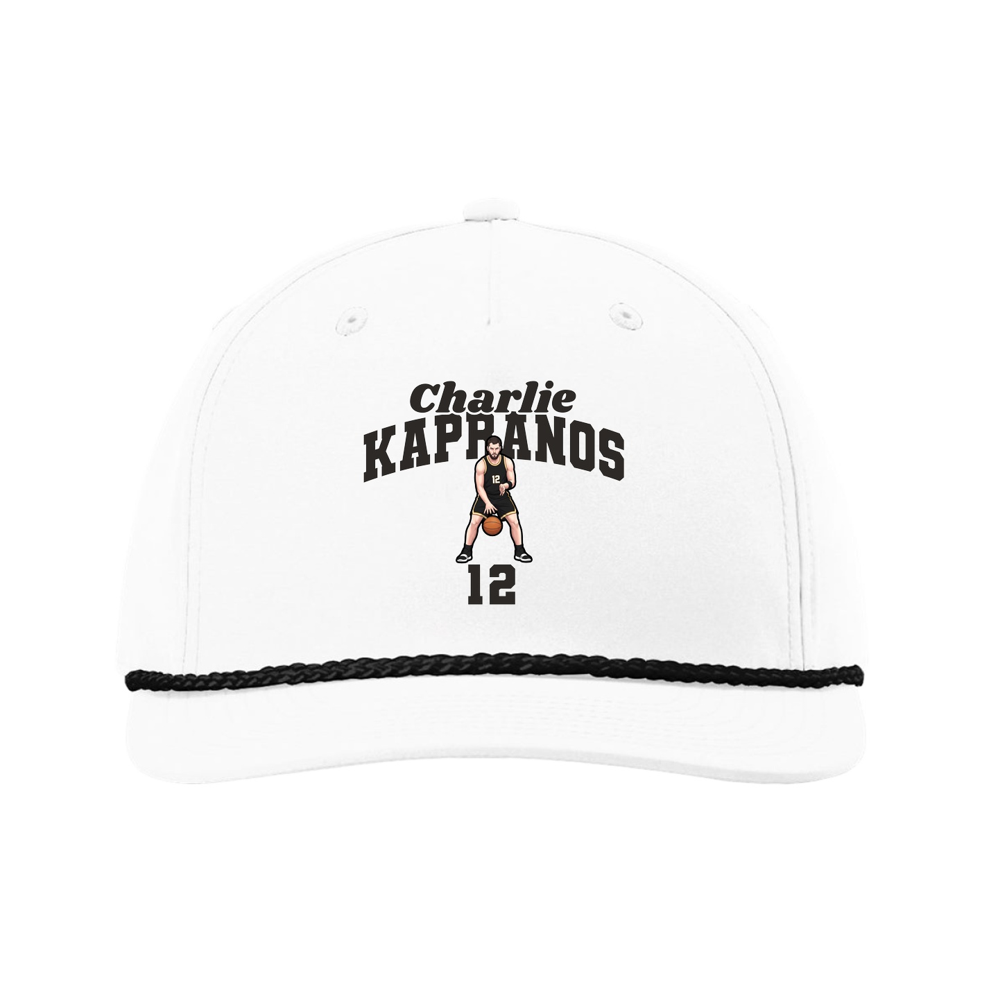 Five-Panel Classic Rope Cap — Signature Arch in White