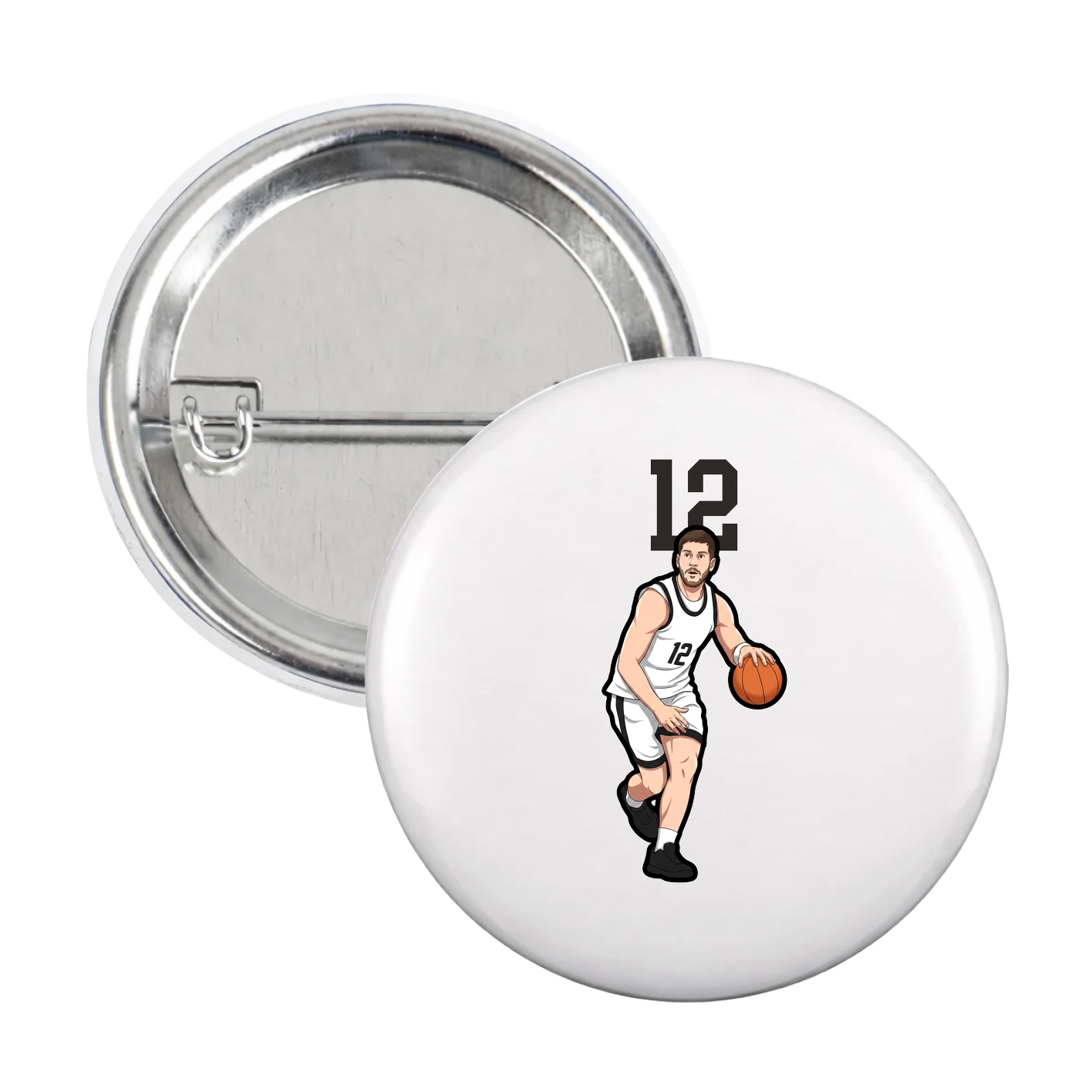 Game Day Button — Number Top in White