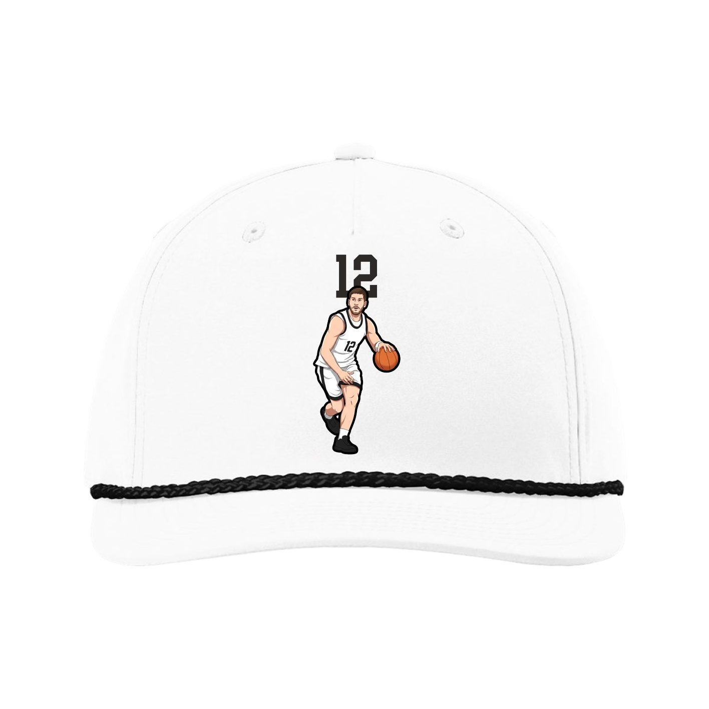 Five-Panel Classic Rope Cap — Number Top in White