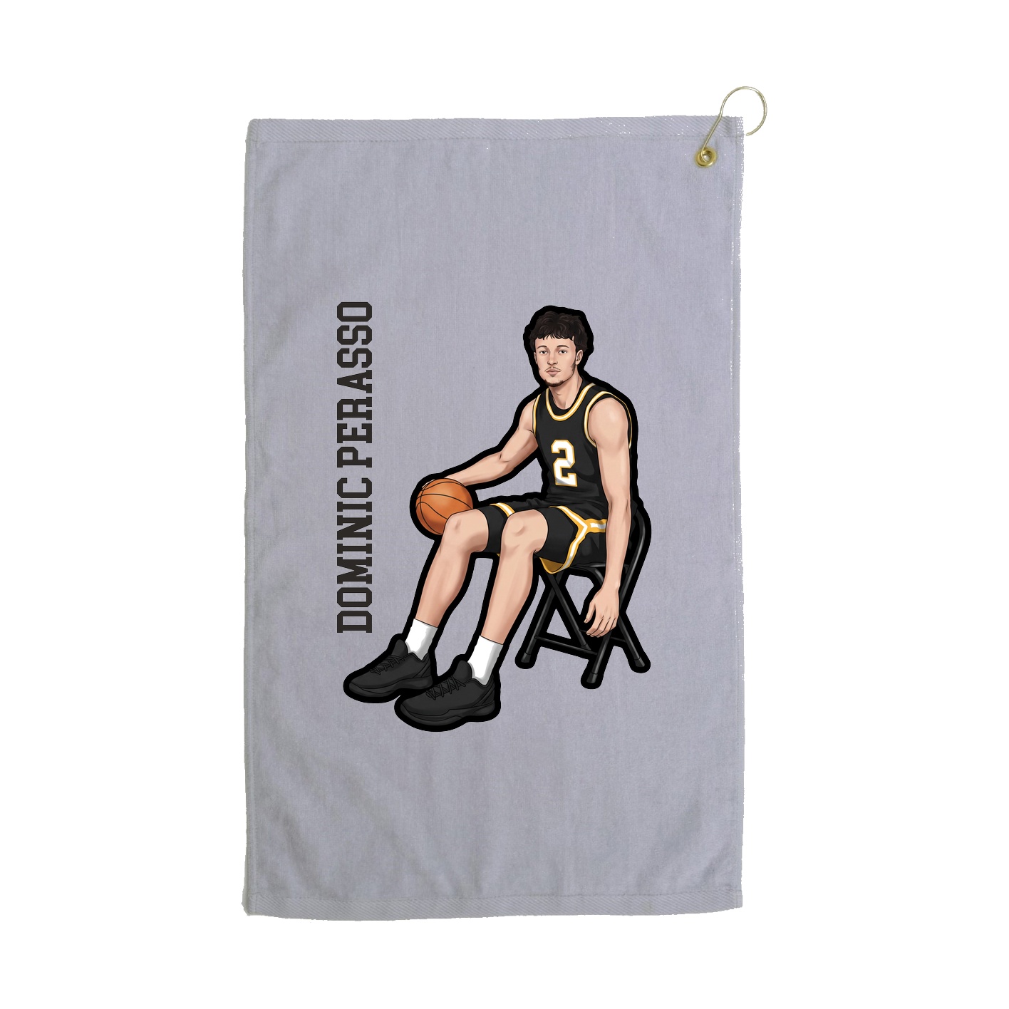 Golf Towel — Name Vertical in Grey
