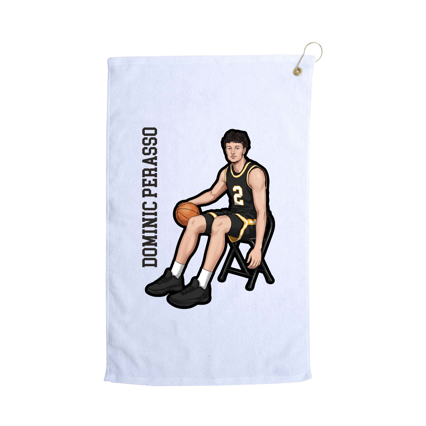 Golf Towel — Name Vertical in White