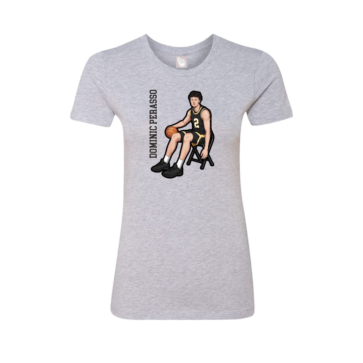 Fitted Women's Tee — Name Vertical in Grey