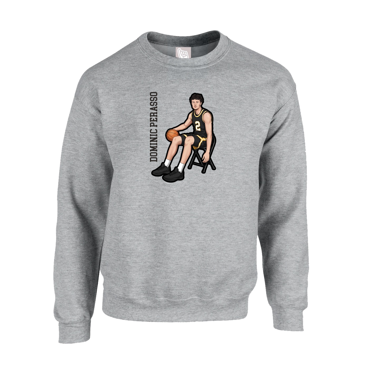 Fleece Crew — Name Vertical in Grey