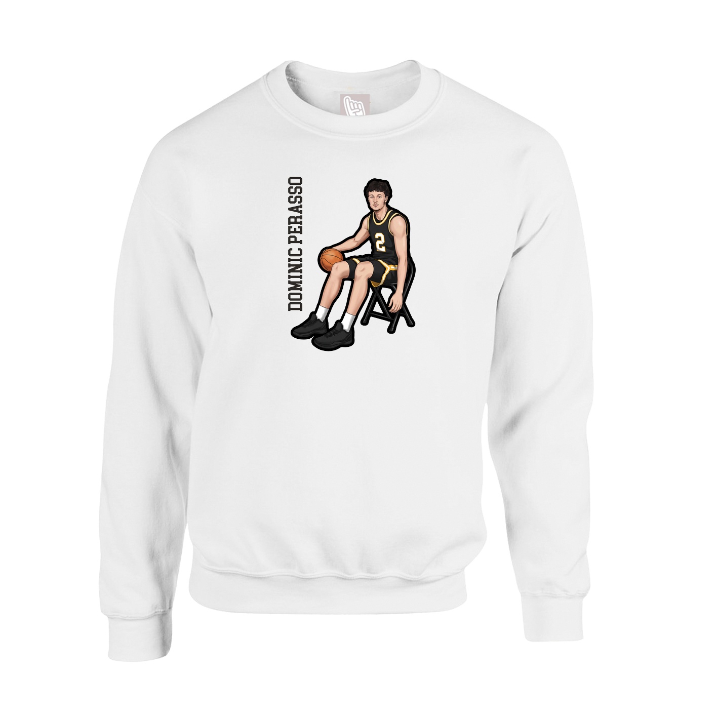 Fleece Crew — Name Vertical in White
