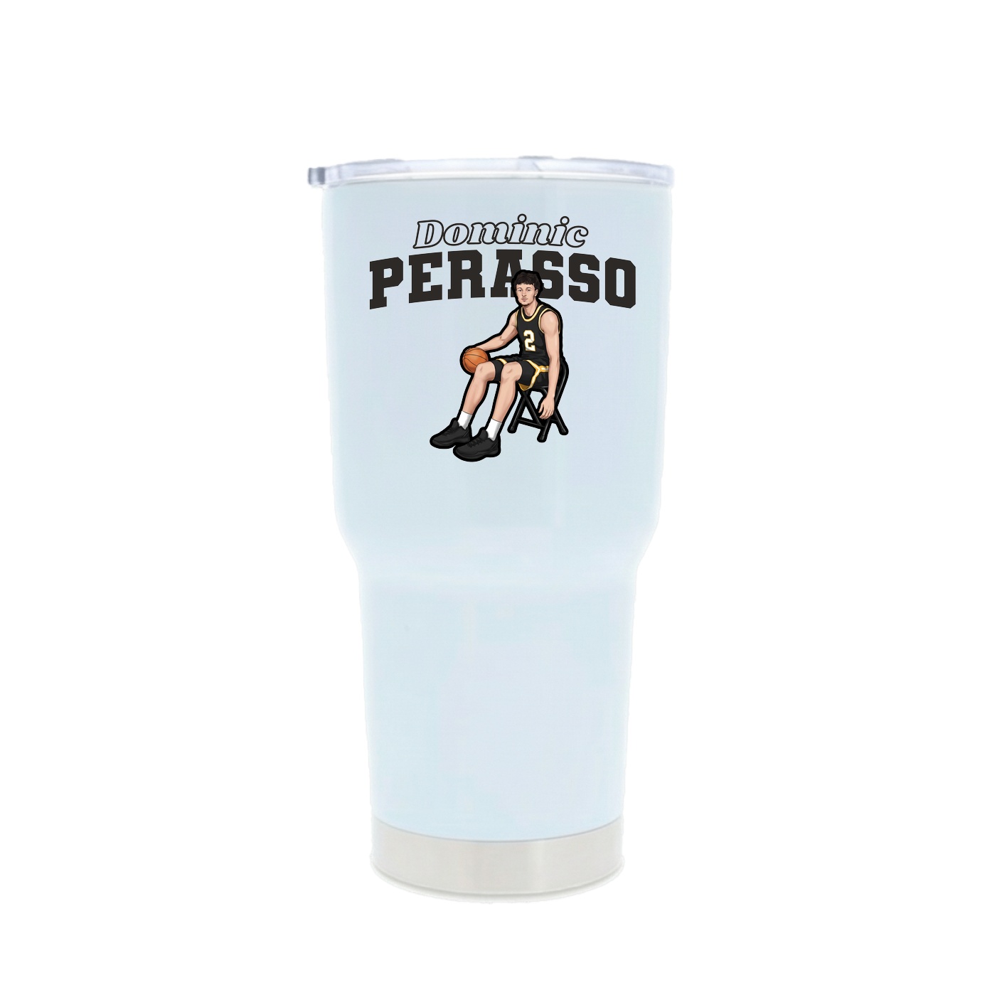 30oz Stainless Steel Tumbler — Name Arch in White