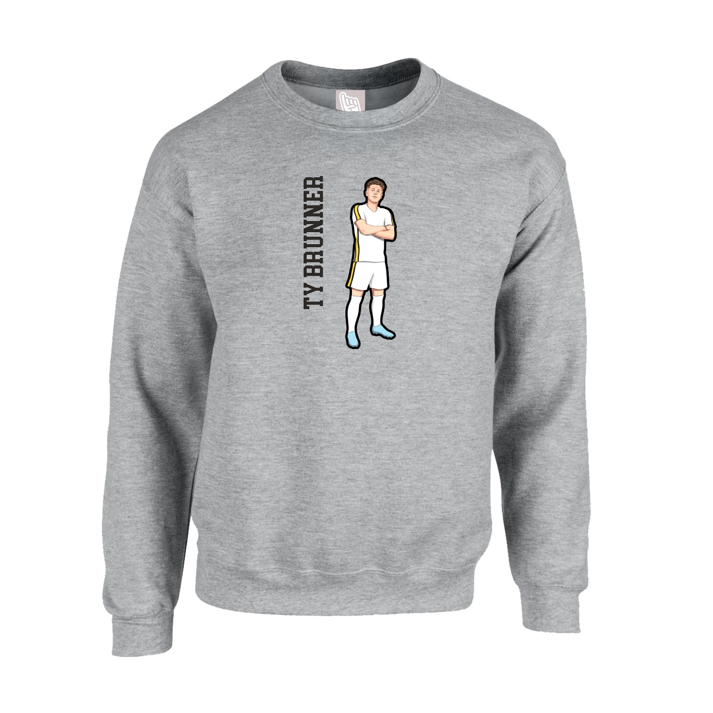 Fleece Crew — Name Vertical in Grey