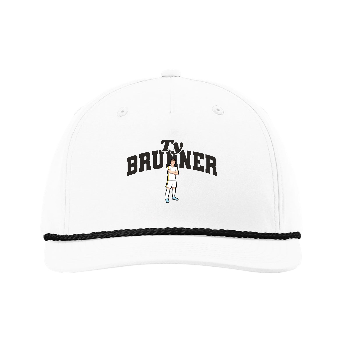 Five-Panel Classic Rope Cap — Signature Arch in White