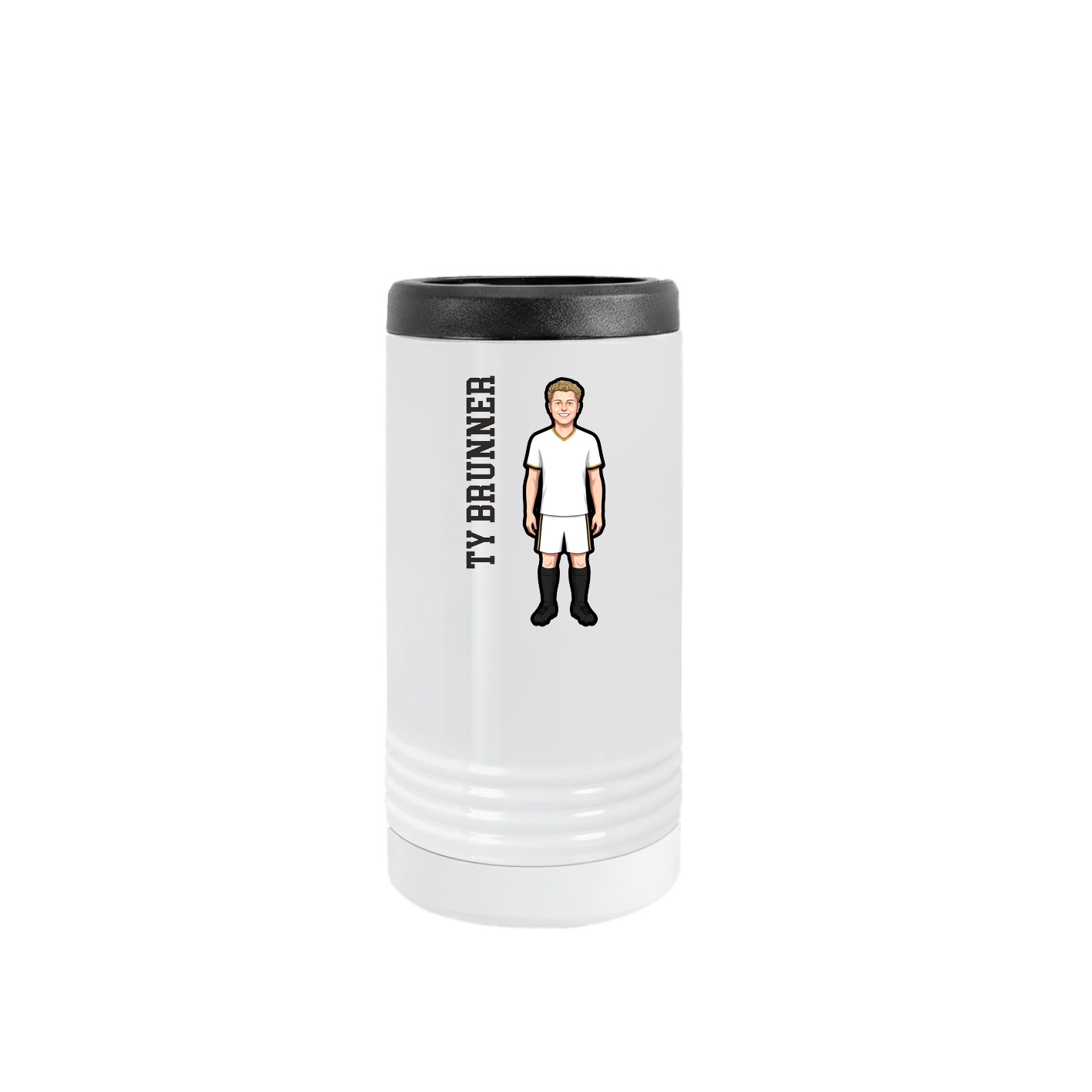 Slim Beverage Holder — Name Vertical in White