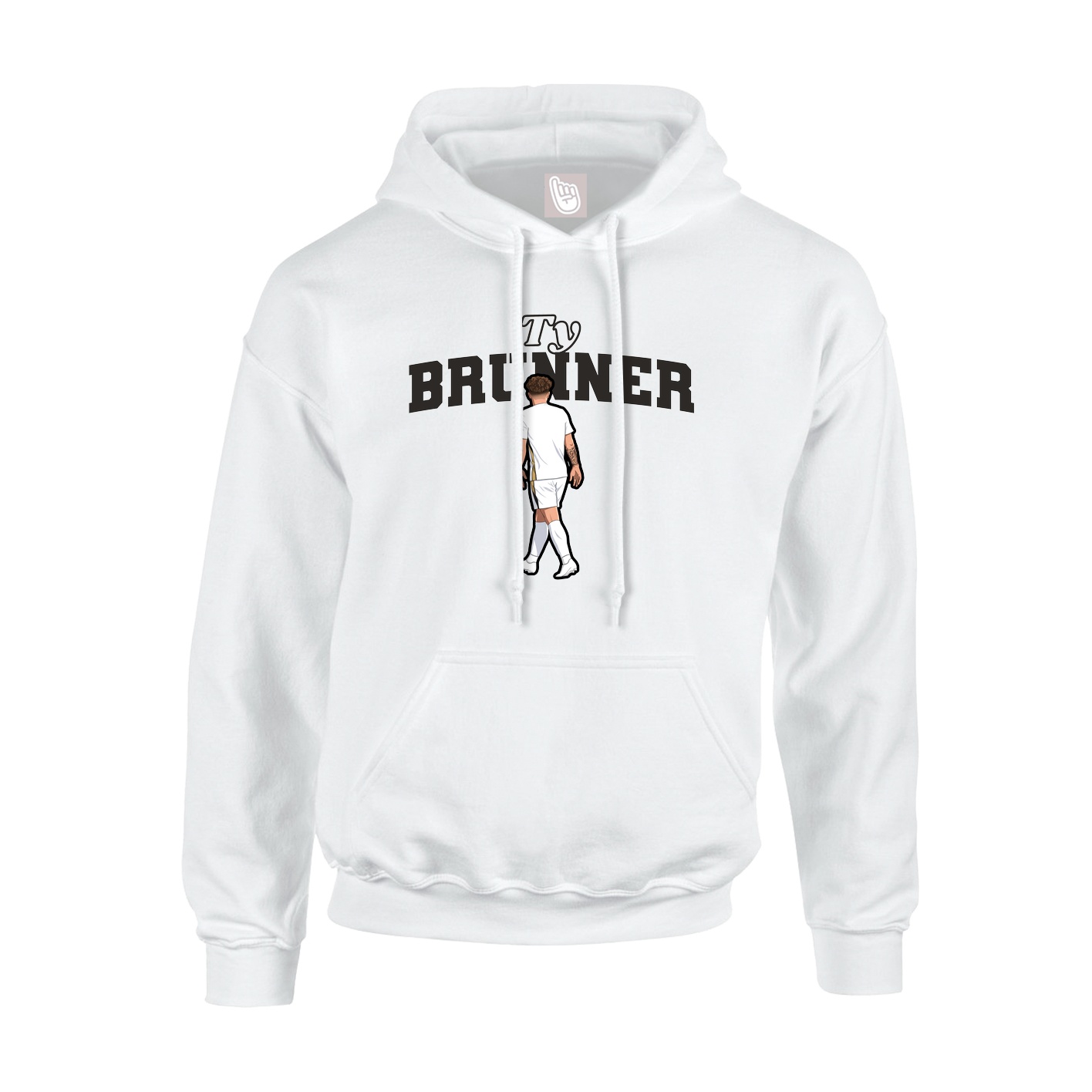 Youth Hoodie — Name Arch in White