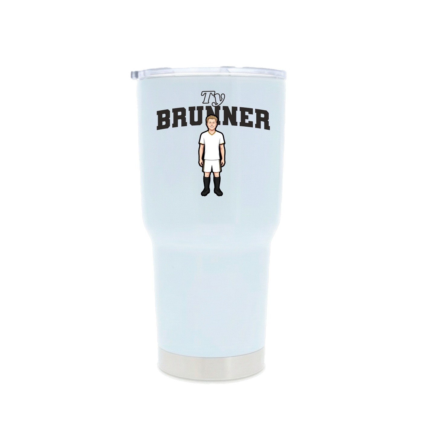 30oz Stainless Steel Tumbler — Name Arch in White