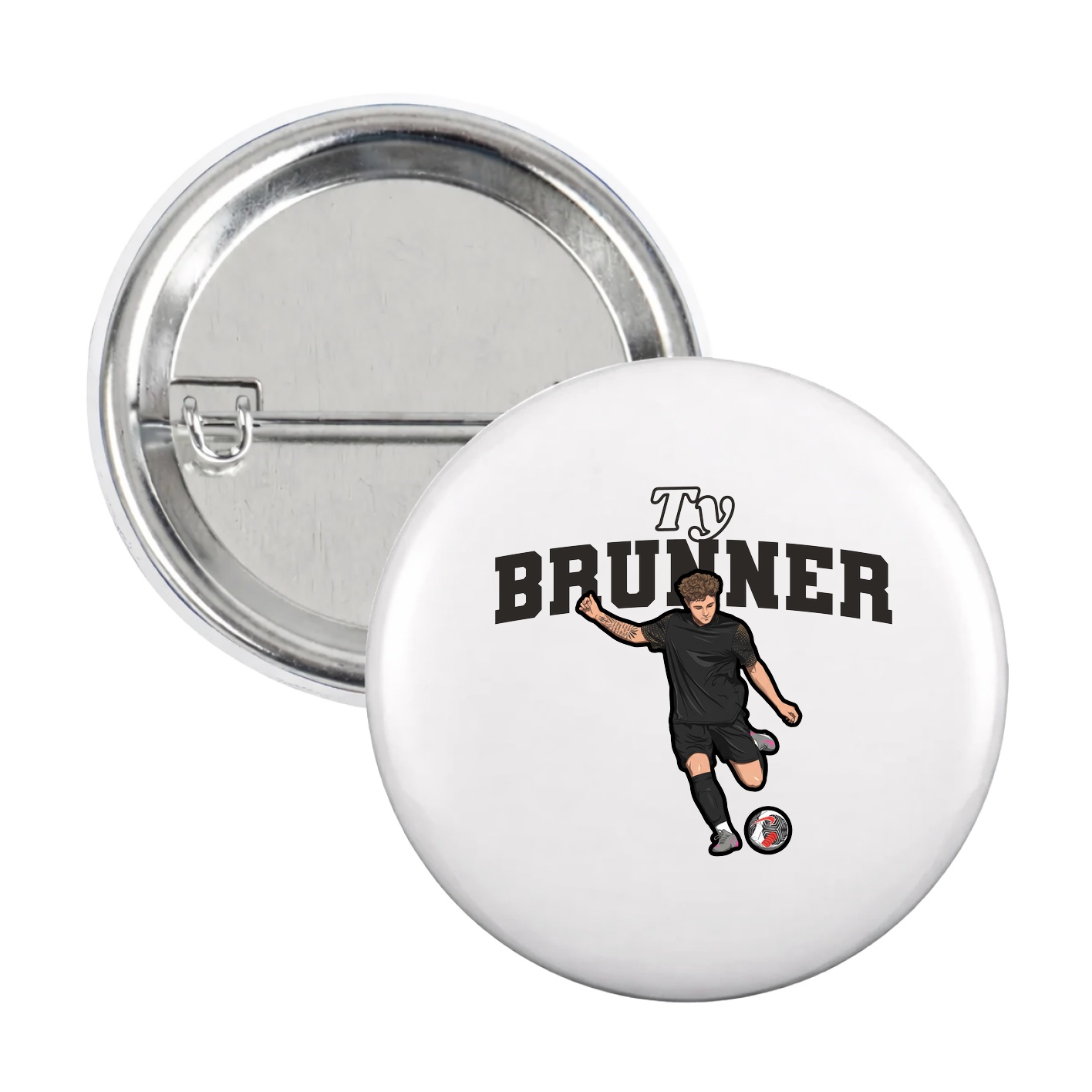 Game Day Button — Name Arch in White