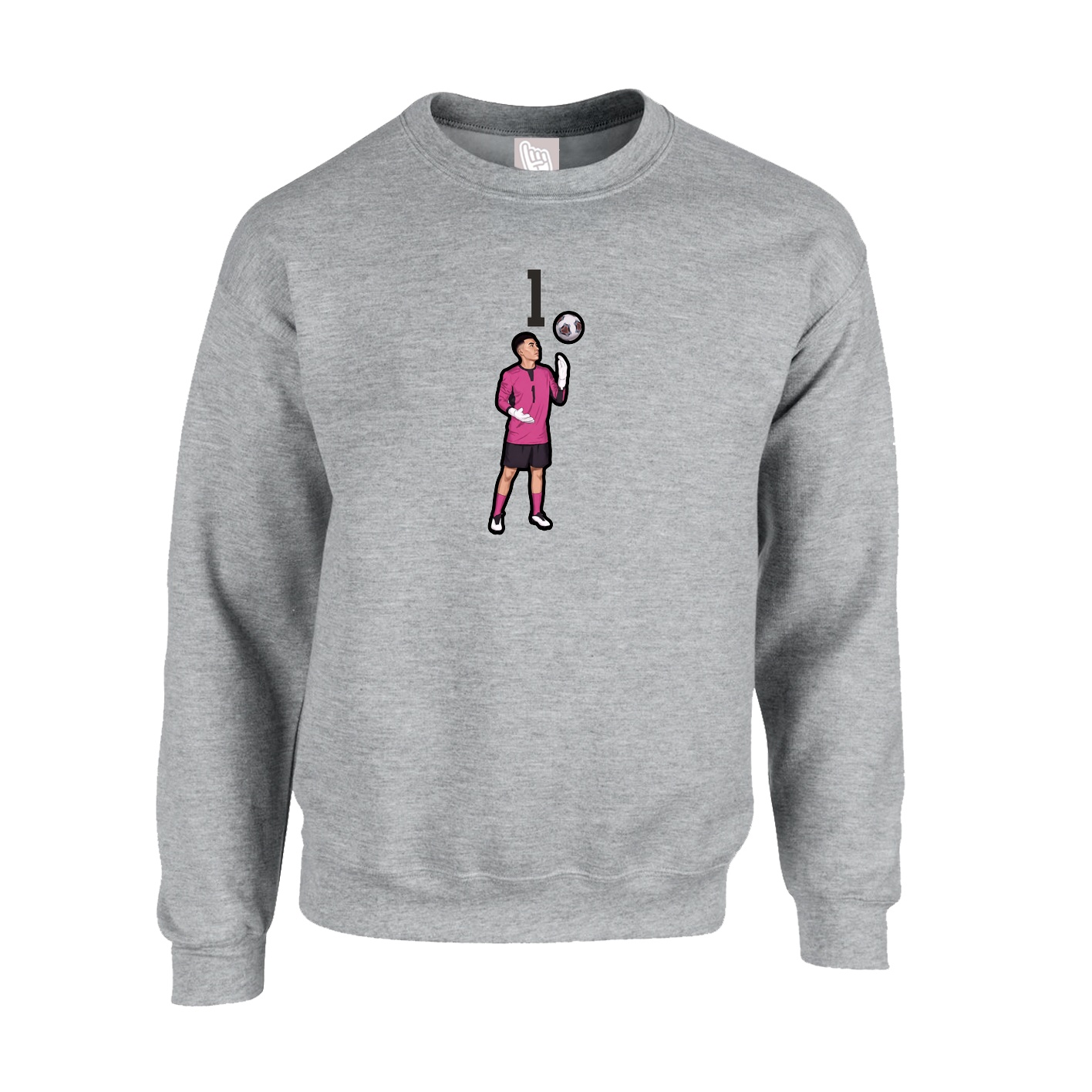 Fleece Crew — Number Top in Grey
