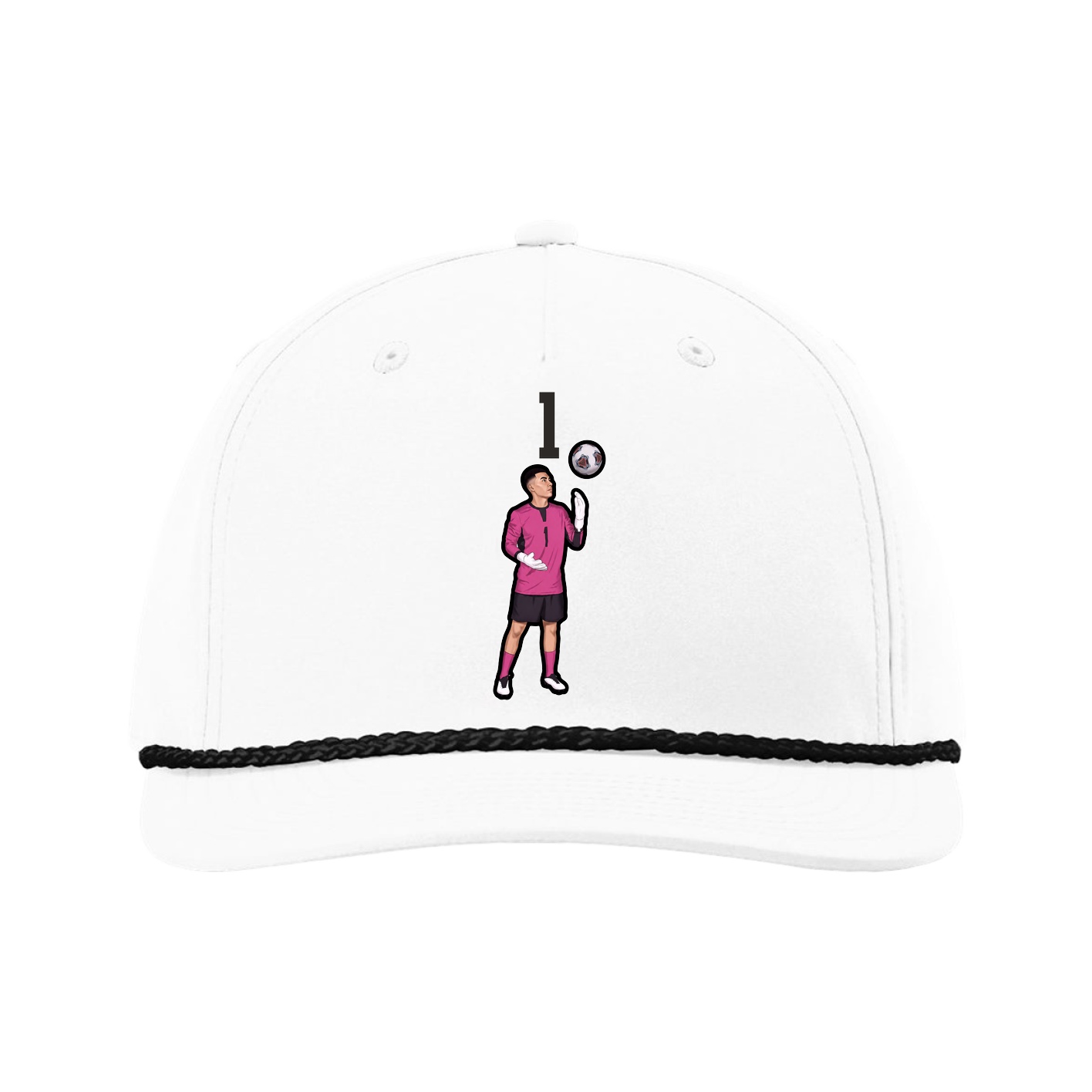 Five-Panel Classic Rope Cap — Number Top in White