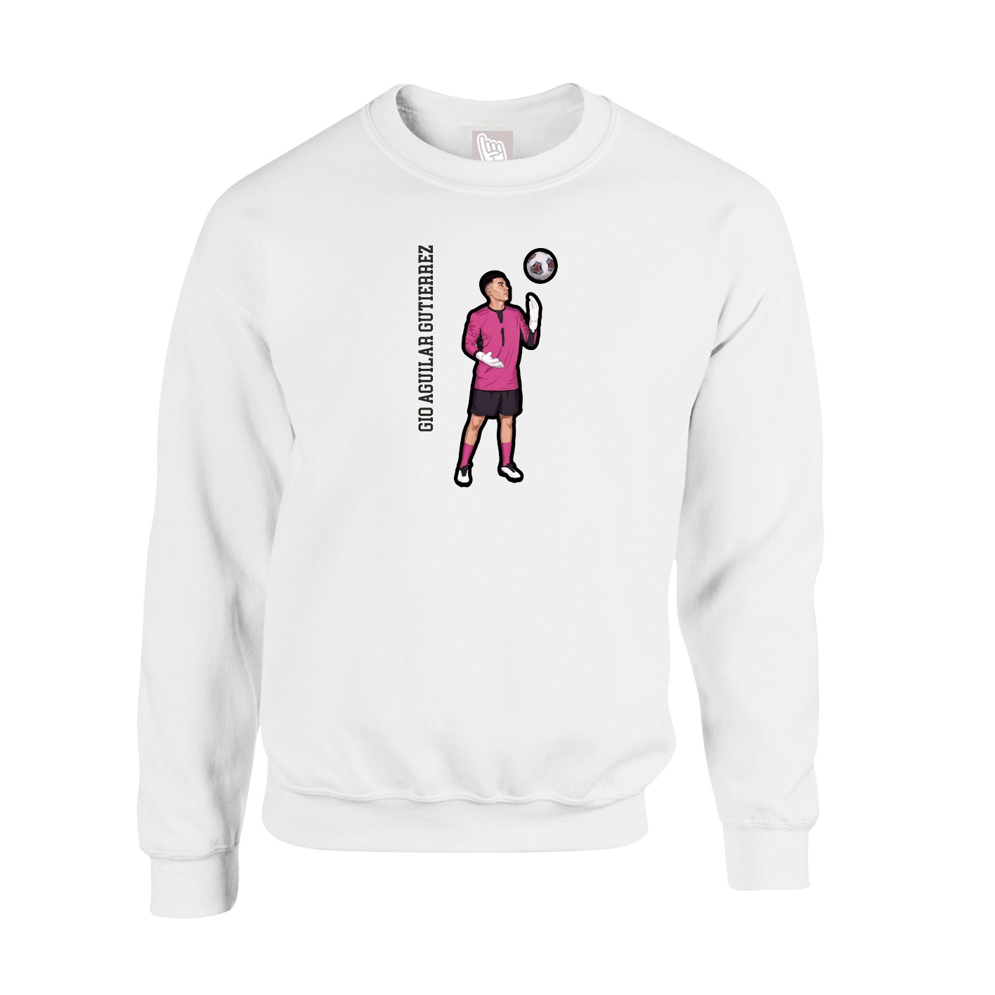 Fleece Crew — Name Vertical in White
