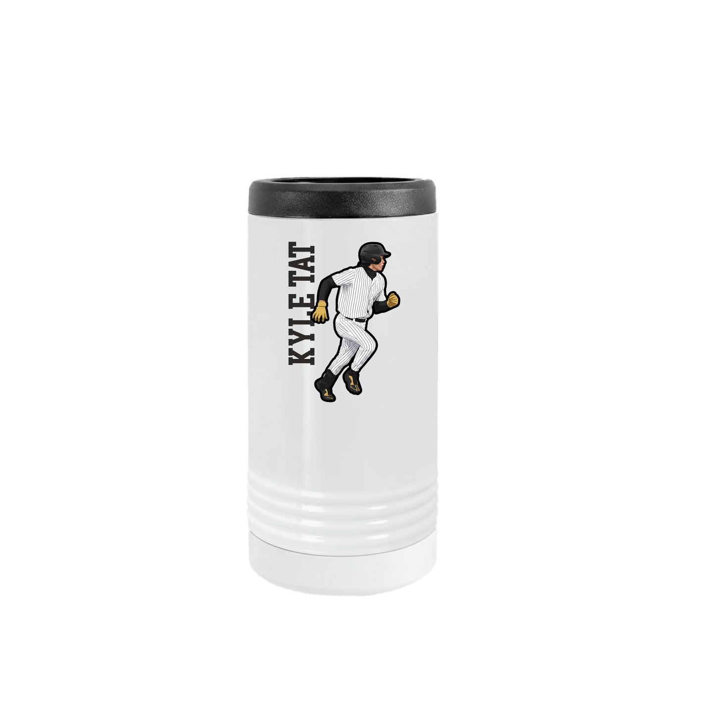 Slim Beverage Holder — Name Vertical in White
