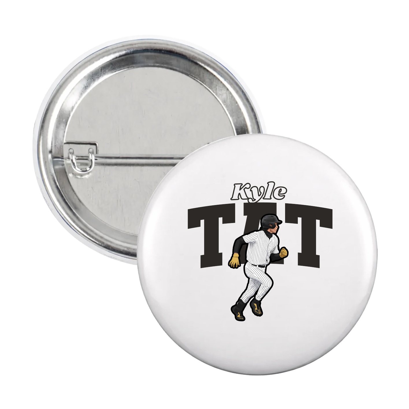Game Day Button — Name Arch in White