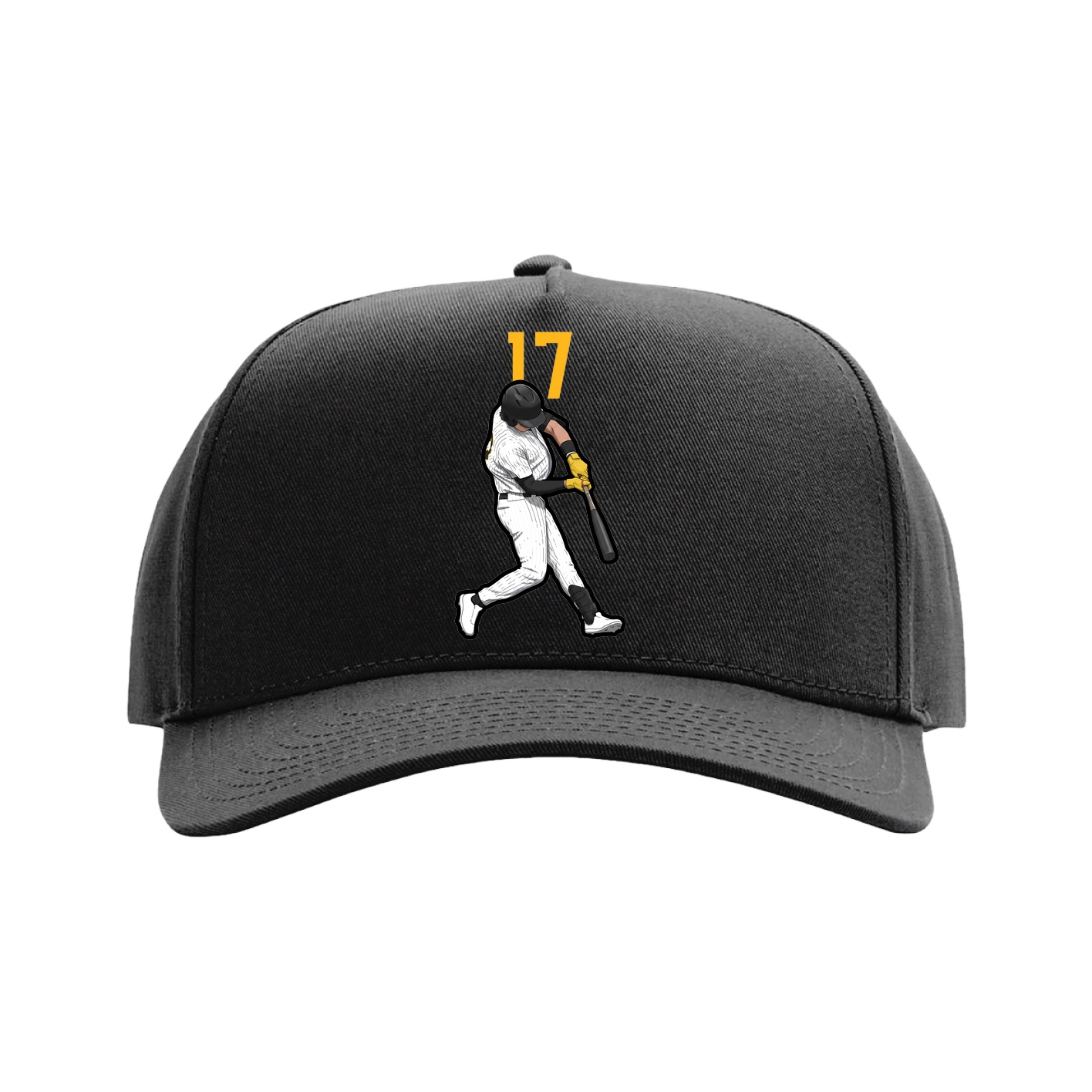 Full Fabric Five-Panel Champ Cap — Number Top in Black