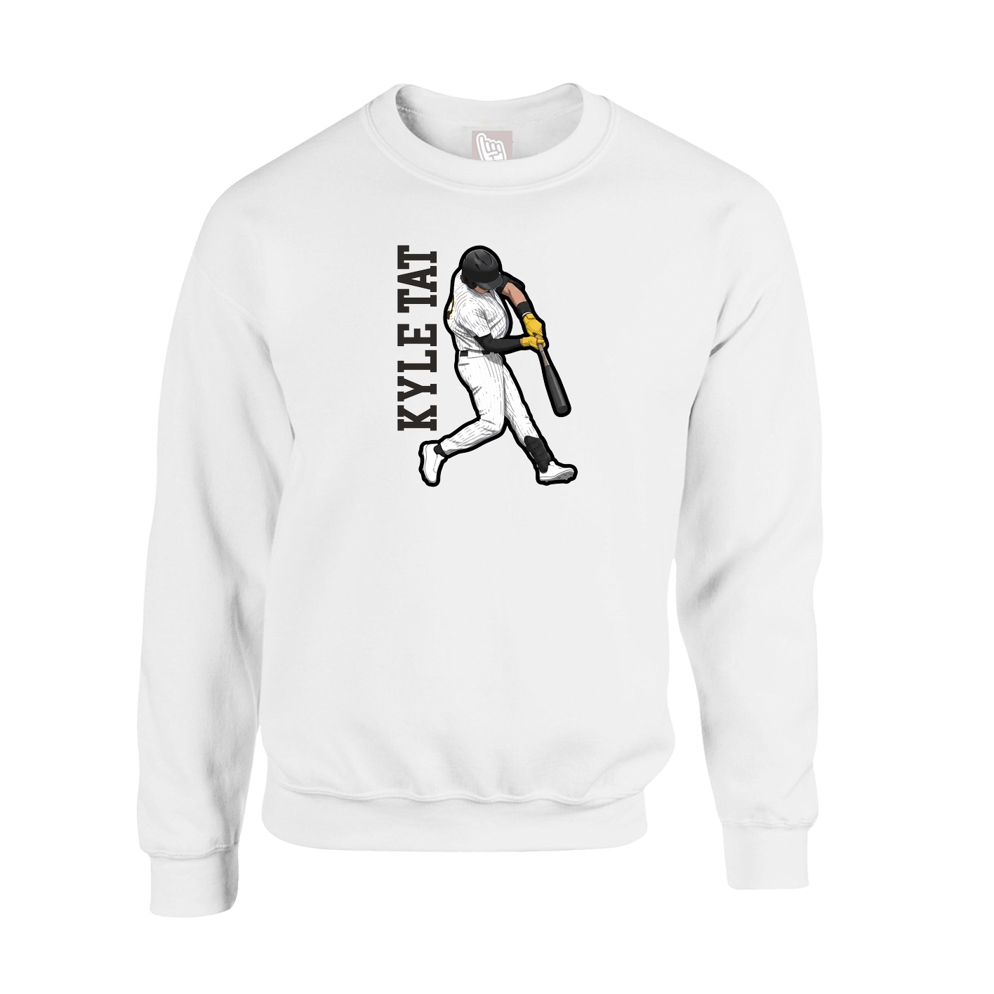 Fleece Crew — Name Vertical in White