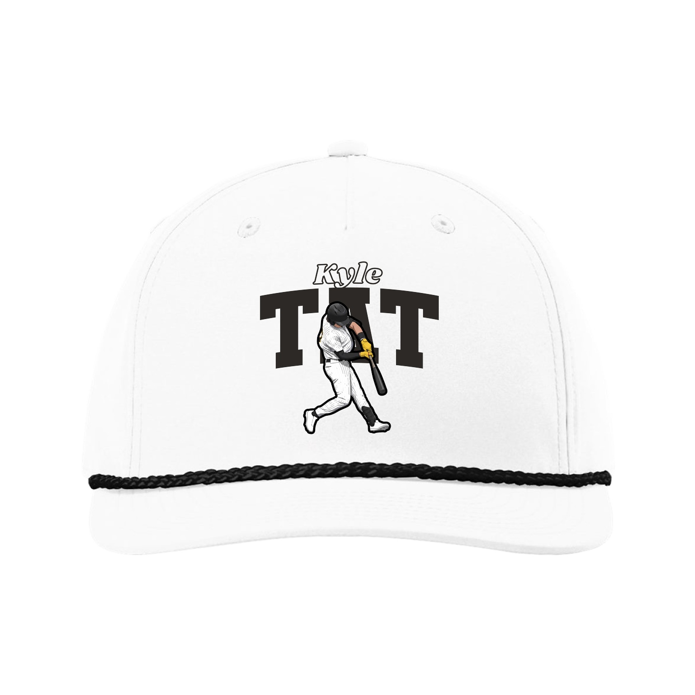Five-Panel Classic Rope Cap — Name Arch in White
