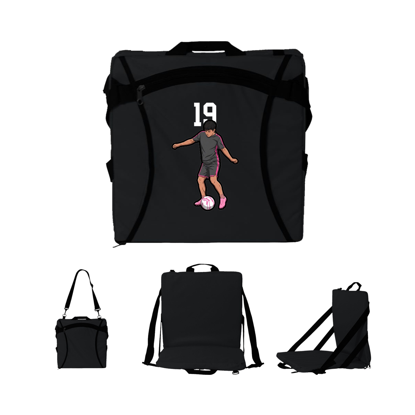 Folding Stadium Seat — Number Top in Black