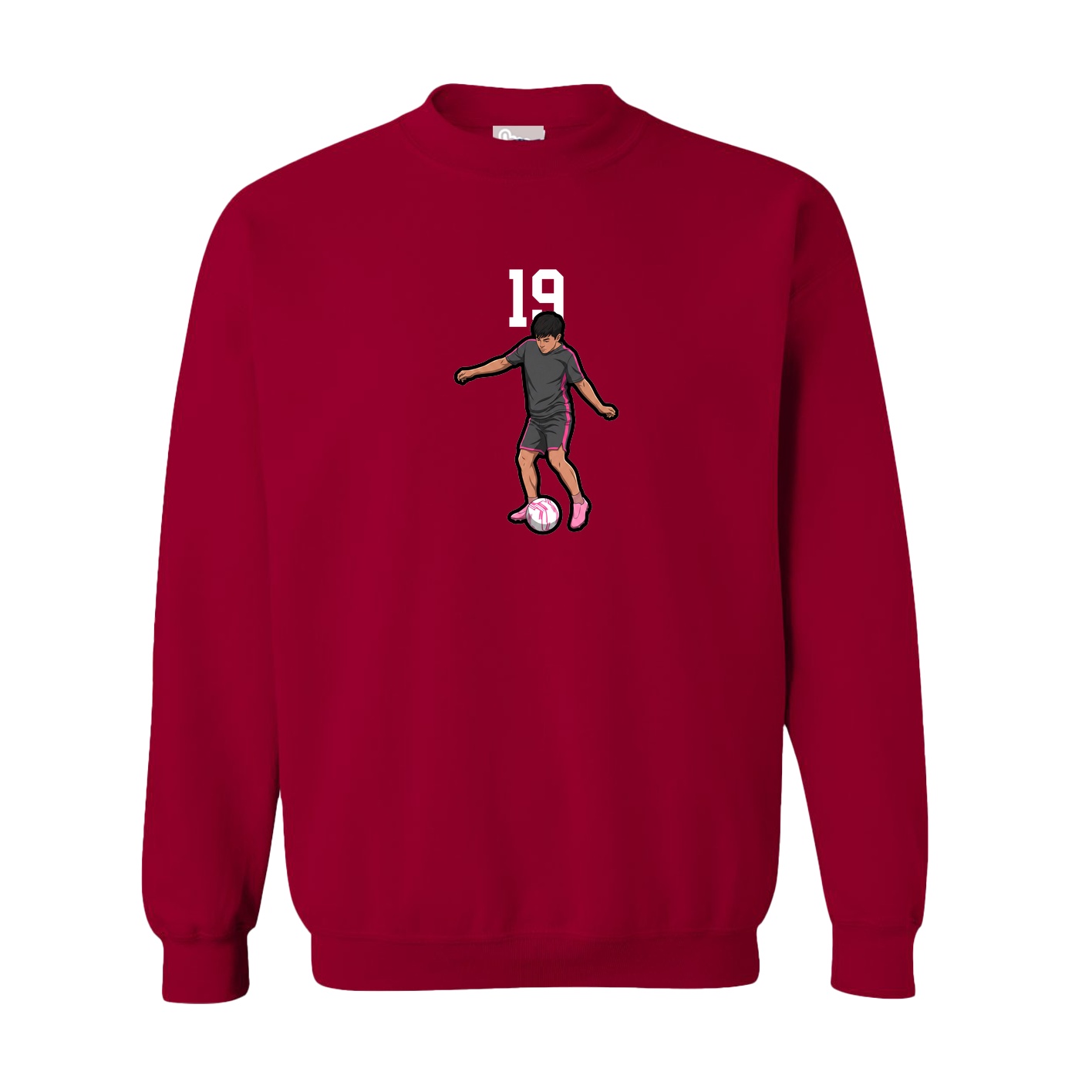 Fleece Crew — Number Top in Cardinal