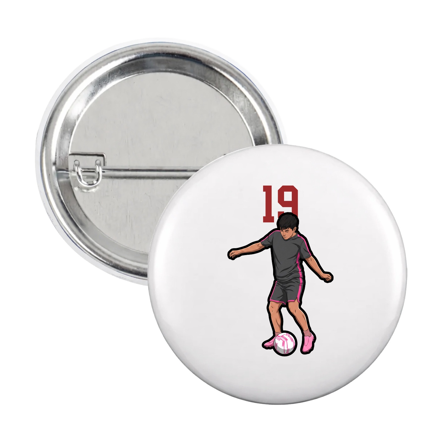 Game Day Button — Number Top in White