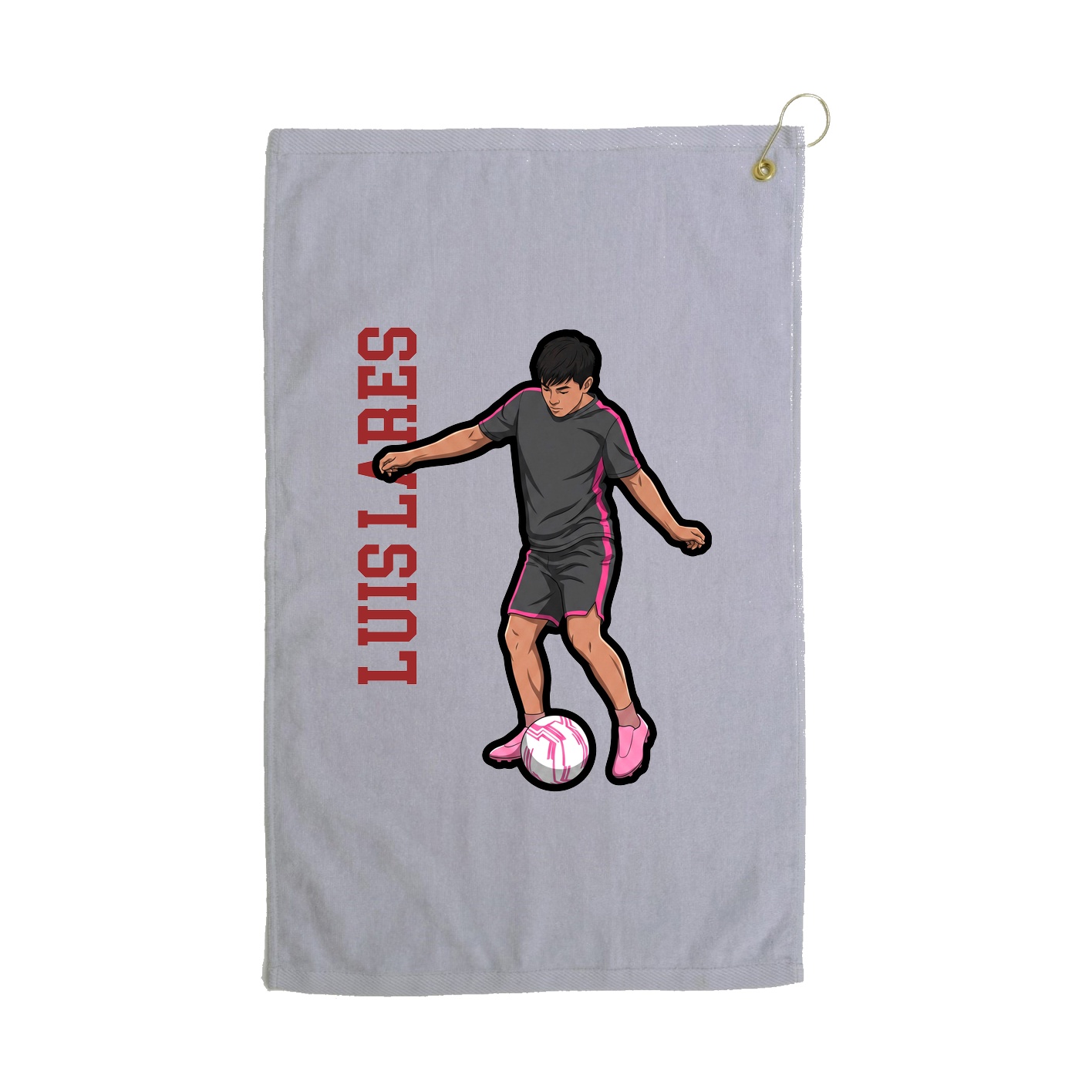 Golf Towel — Name Vertical in Grey