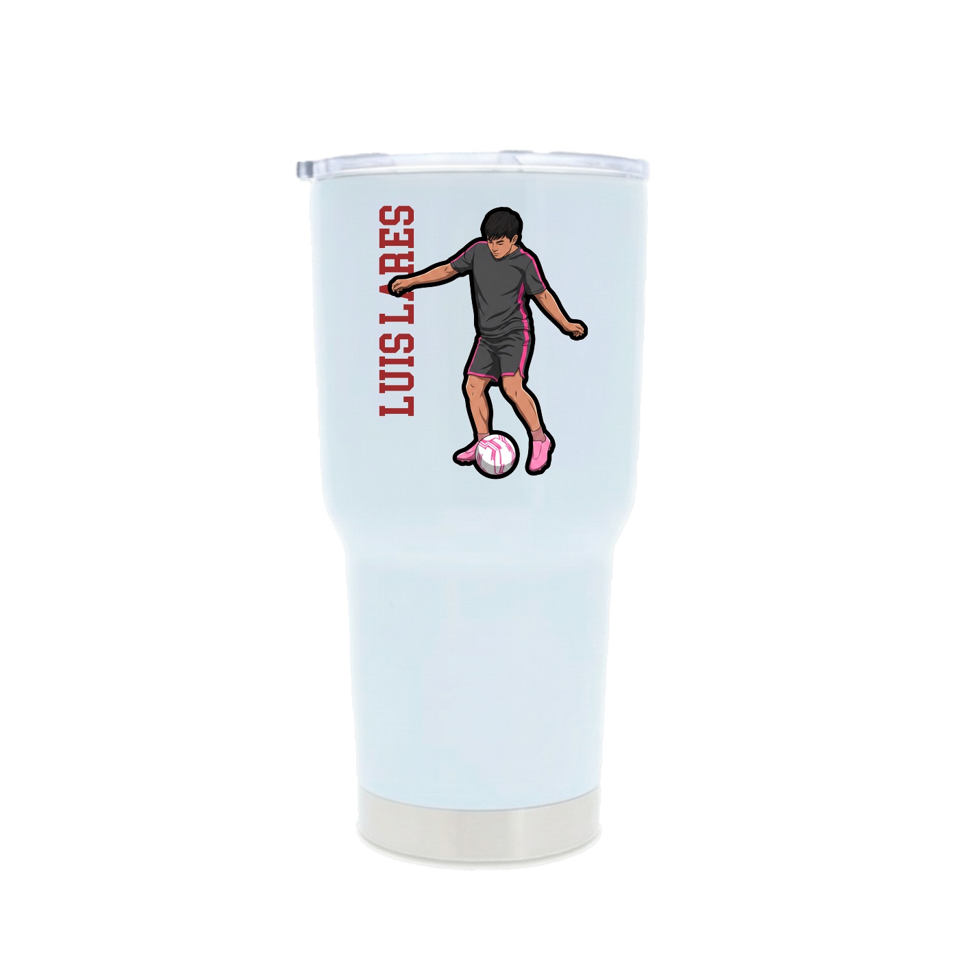 30oz Stainless Steel Tumbler — Name Vertical in White