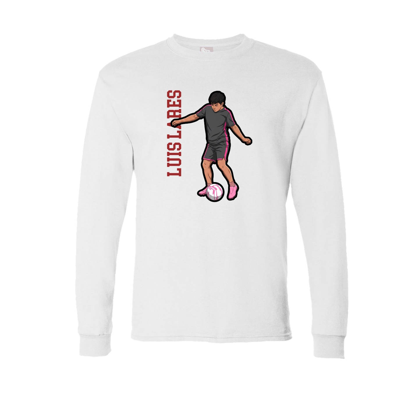 Long Sleeve Tee — Name Vertical in White
