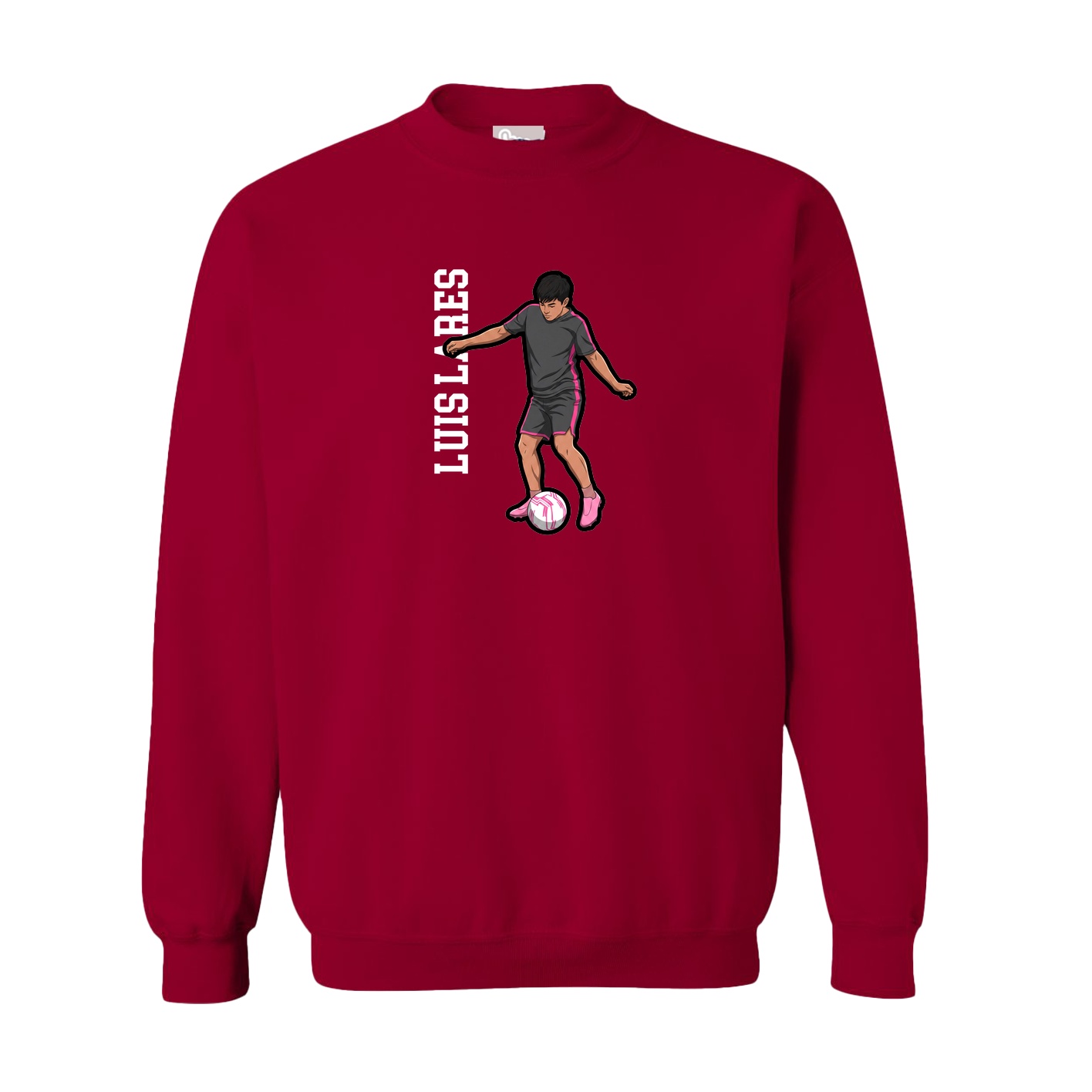 Fleece Crew — Name Vertical in Cardinal