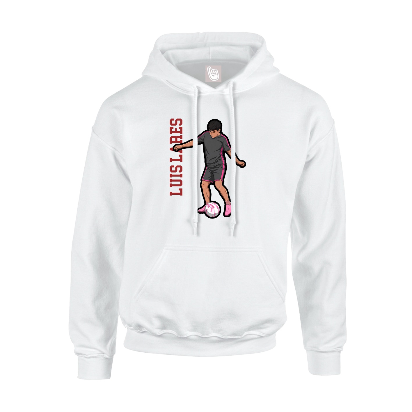 Youth Hoodie — Name Vertical in White